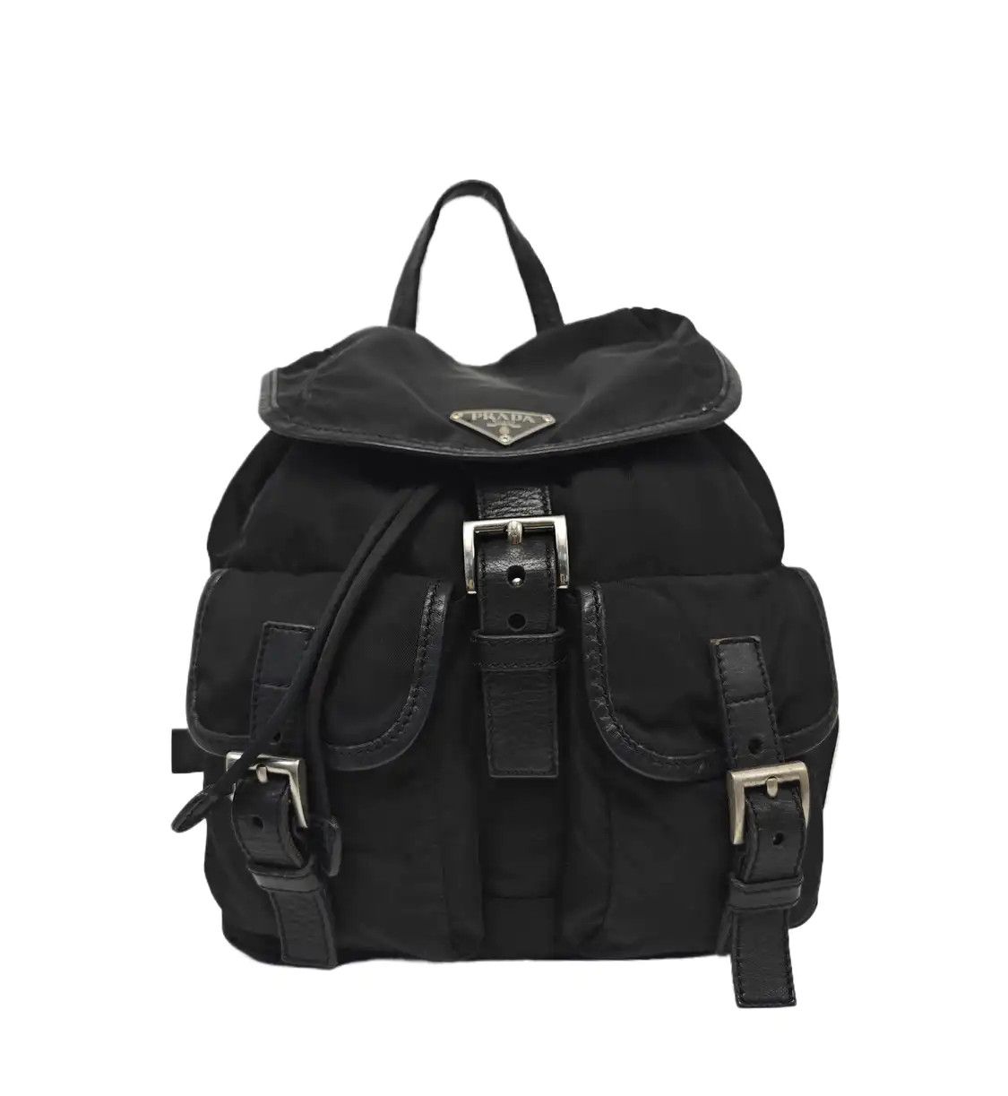 Prada PRADA black nylon logo backpack silver hardware Size ONE SIZE - 1 Thumbnail