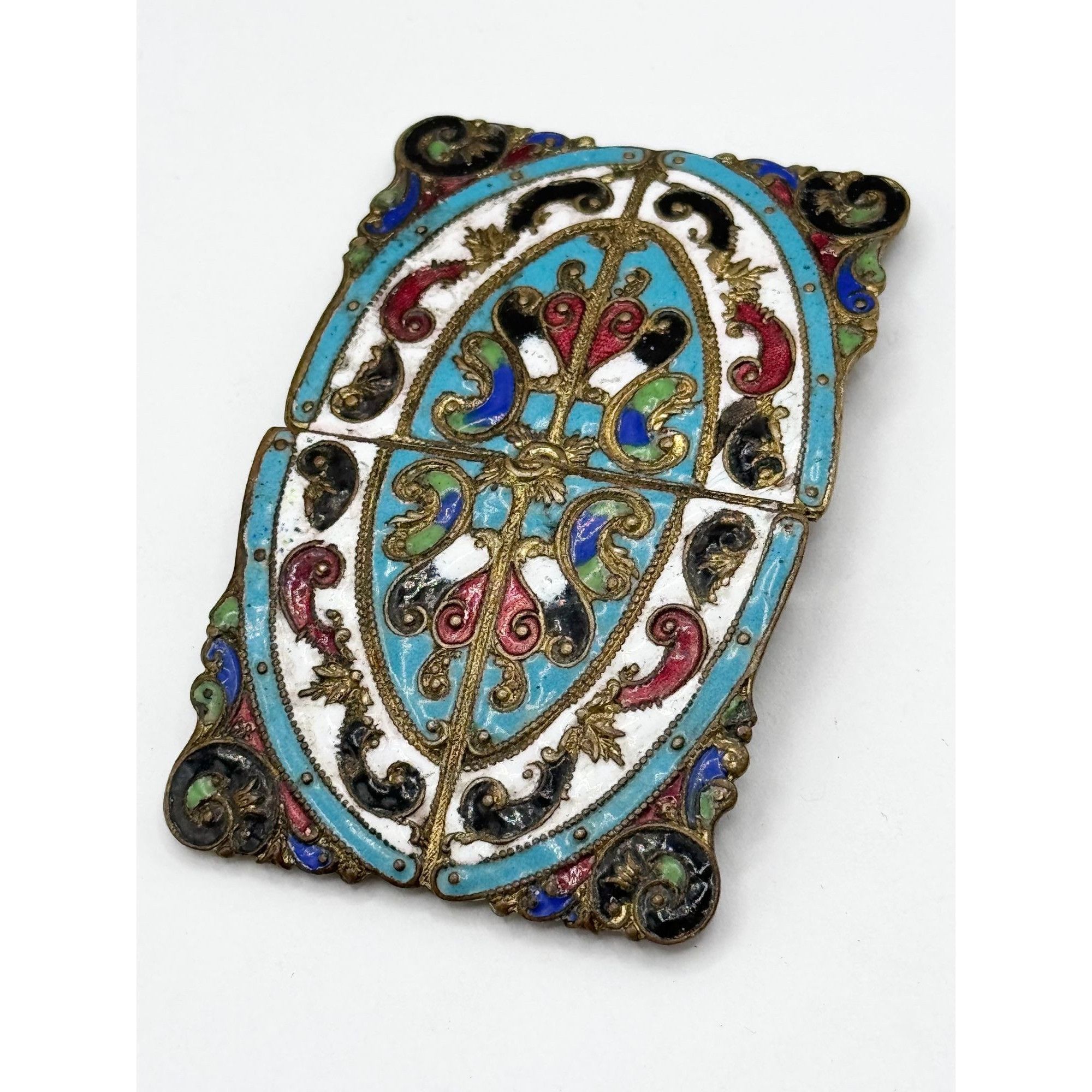 Vintage Antique Austro Hungarian Enamel Interlocking Two Piece Belt Size ONE SIZE - 2 Thumbnail