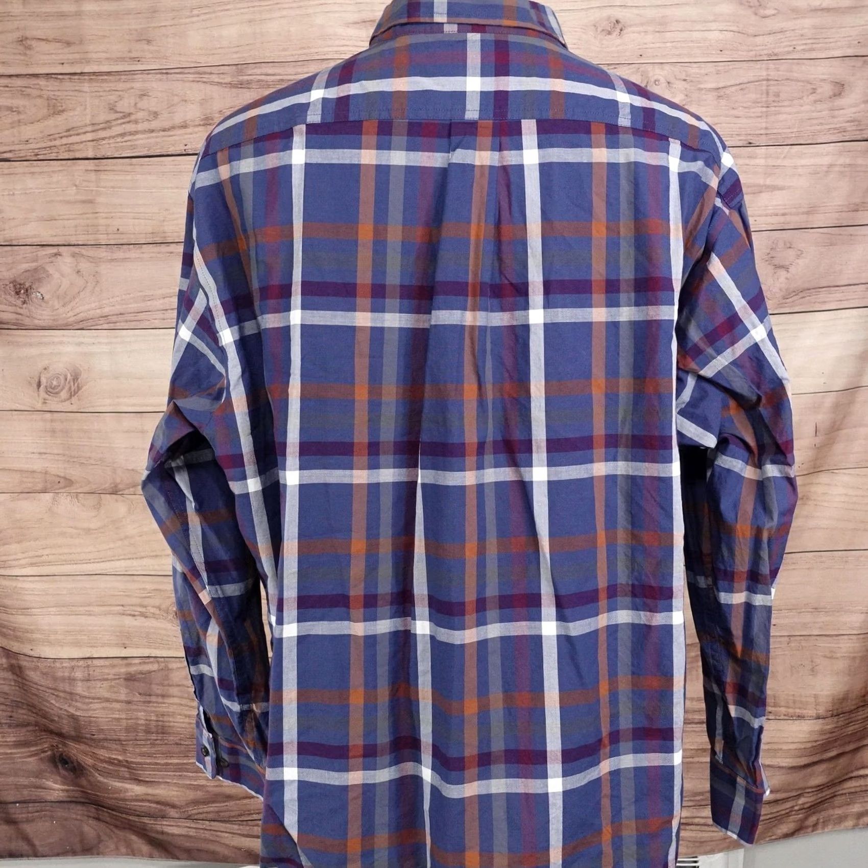 Roundtree & Yorke Roundtree & Yorke Shirt Mens 2XL Blue Plaid Long Sleeve Button-Up Pocket Cotton Size US XXL / EU 58 / 5 - 4 Thumbnail