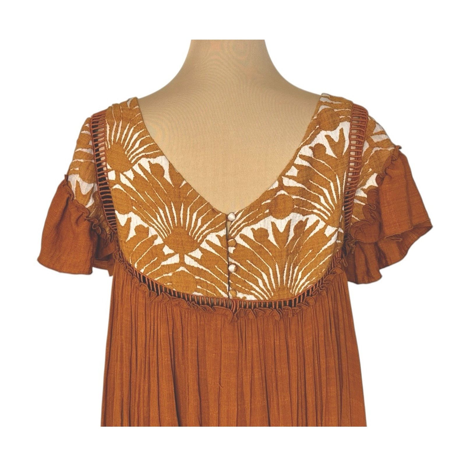 Free People FREE PEOPLE Vintage Charm Embroidered Ruffled Midi Dress XS Size XS / US 0-2 / IT 36-38 - 11 Thumbnail