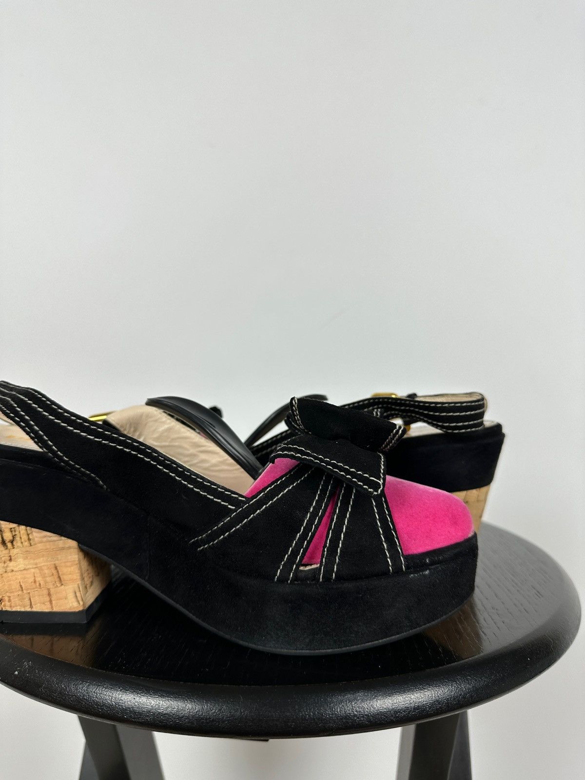 Prada Prada Black Suede Leather Bow Platform Sandals Size US 8 / IT 38 - 18 Thumbnail