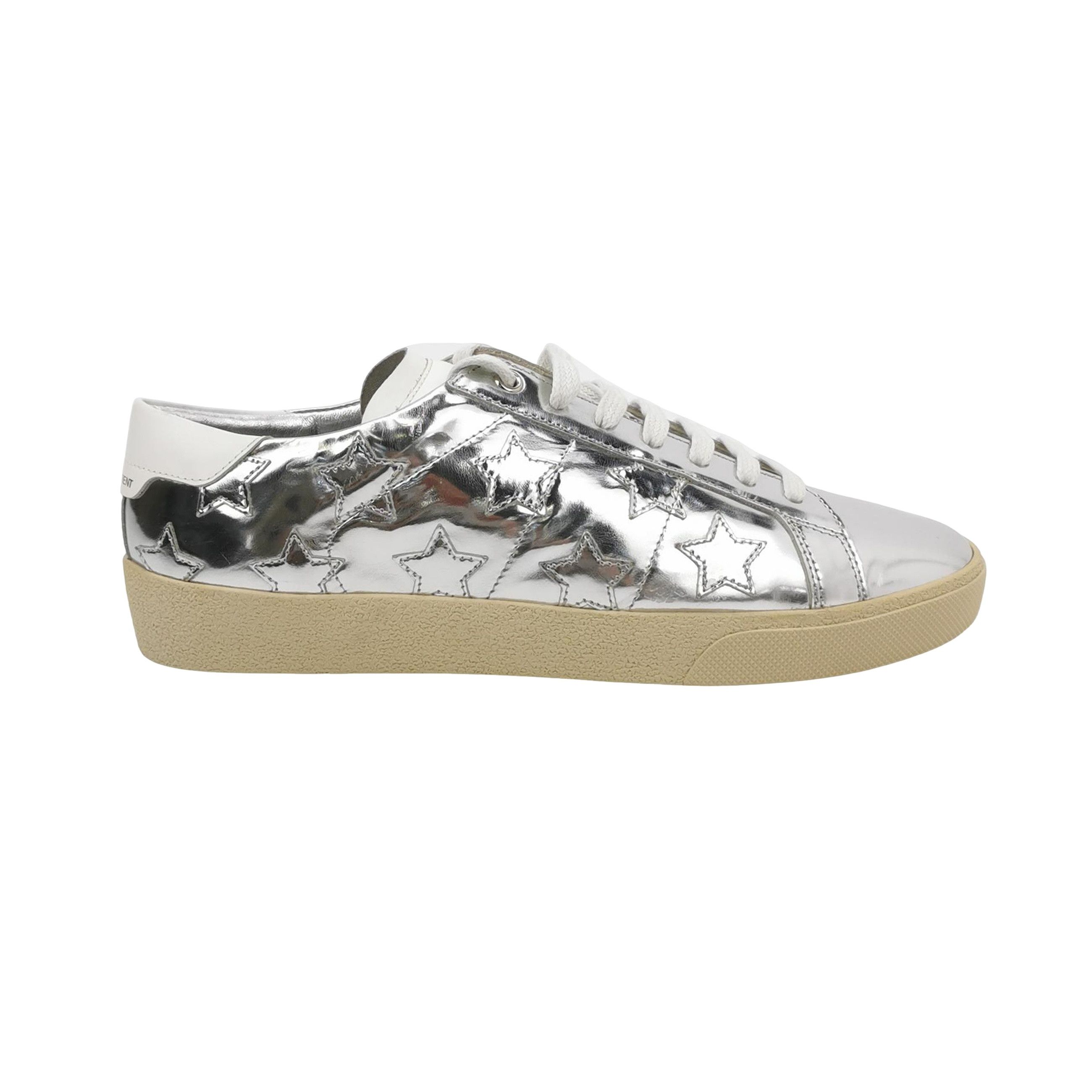 Saint Laurent Paris Saint Laurent Silver Star Patch Low-Top Sneakers 40 Size US 7 / EU 40 - 1 Thumbnail