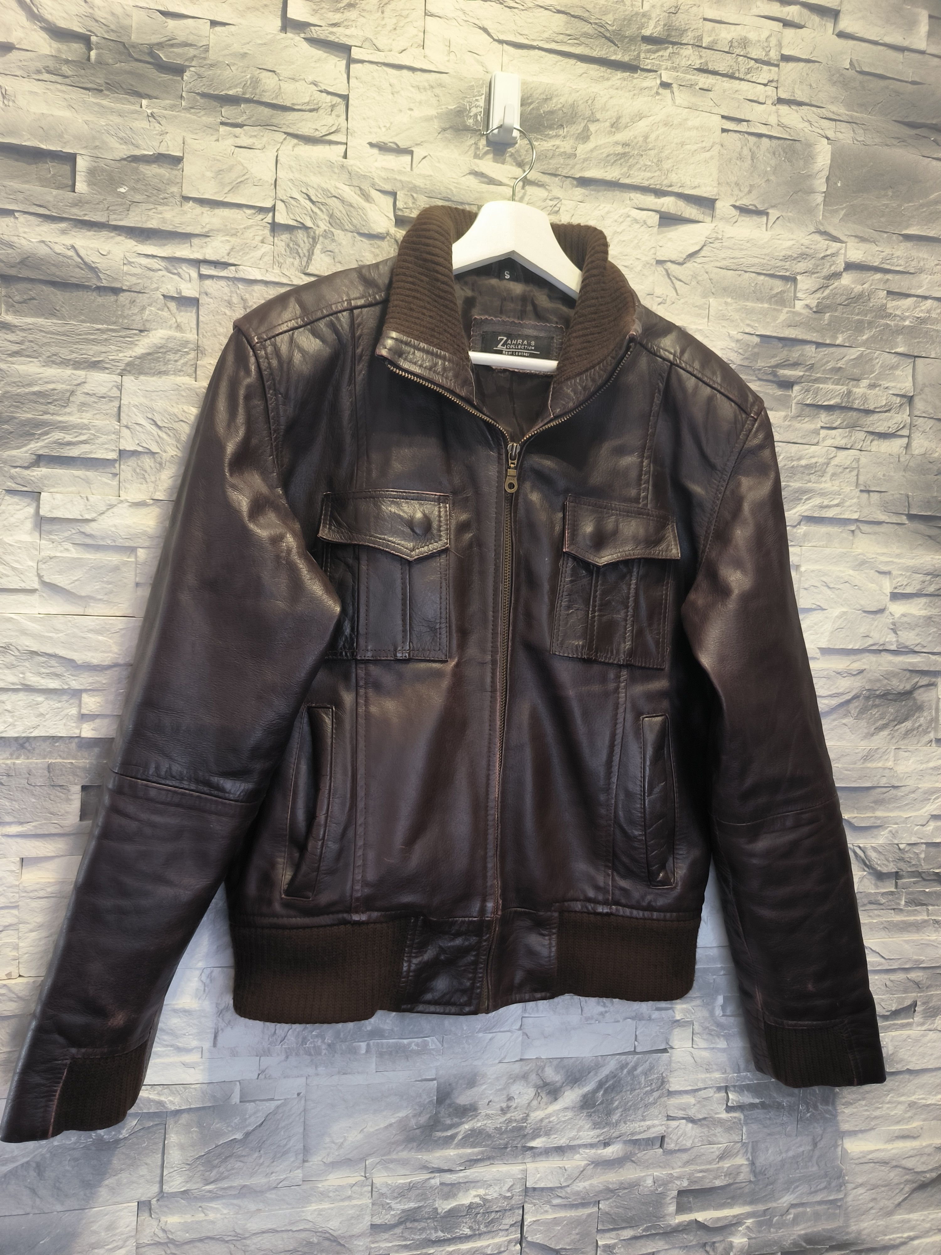 Vintage Vintage Leather Jacket Brown Basic Bomber Size US S / EU 44-46 / 1 - 4 Thumbnail