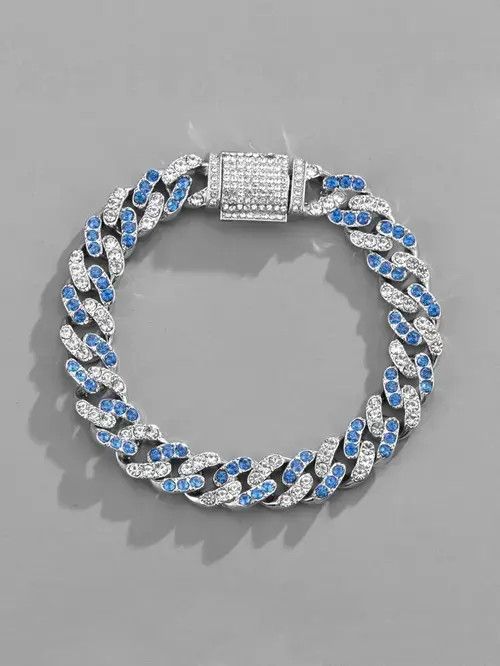 VIBE Retro Punk Rhinestone Link Bracelet Blue Size ONE SIZE - 4 Thumbnail