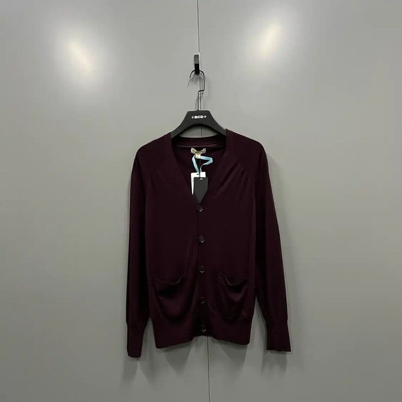 Burberry Burberry L Size Burgundy Wool Knit Sweater Size L / US 10 / IT 46 - 1 Thumbnail