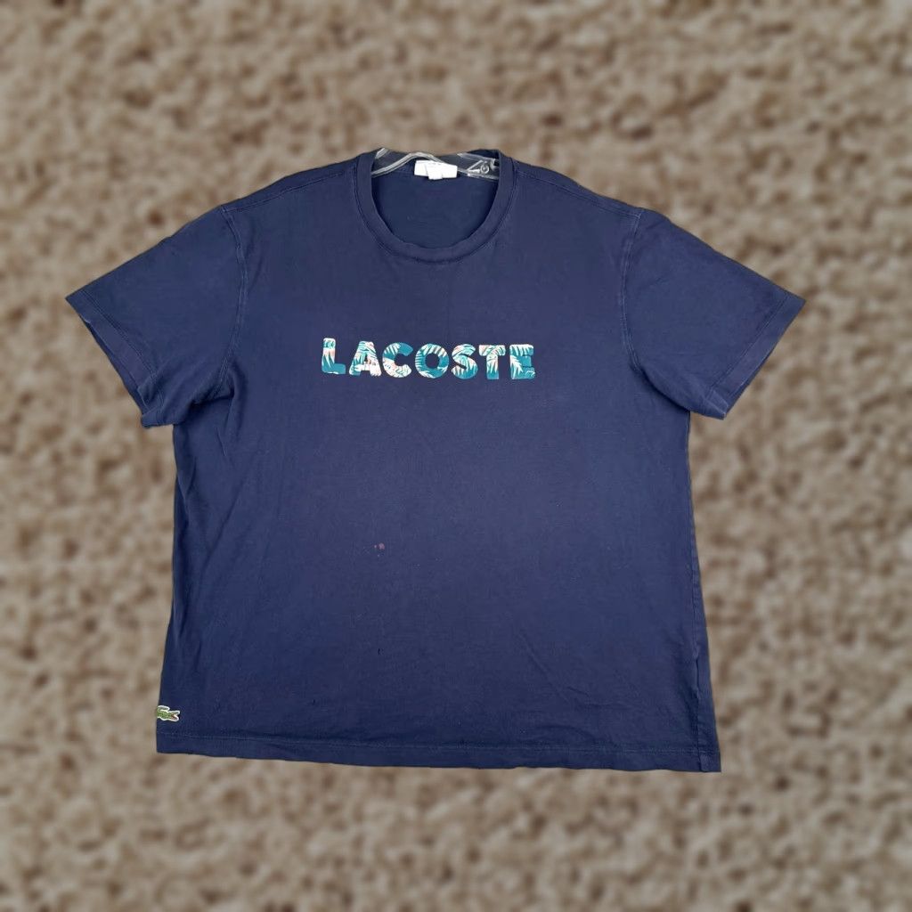 Lacoste VINTAGE Lacoste Shirt Mens 2XL Blue Floral Leaf Crew Neck Short Sleeve Cotton Logo Embroidered T-Shirt 2XL Adult Size US XXL / EU 58 / 5 - 1 Thumbnail