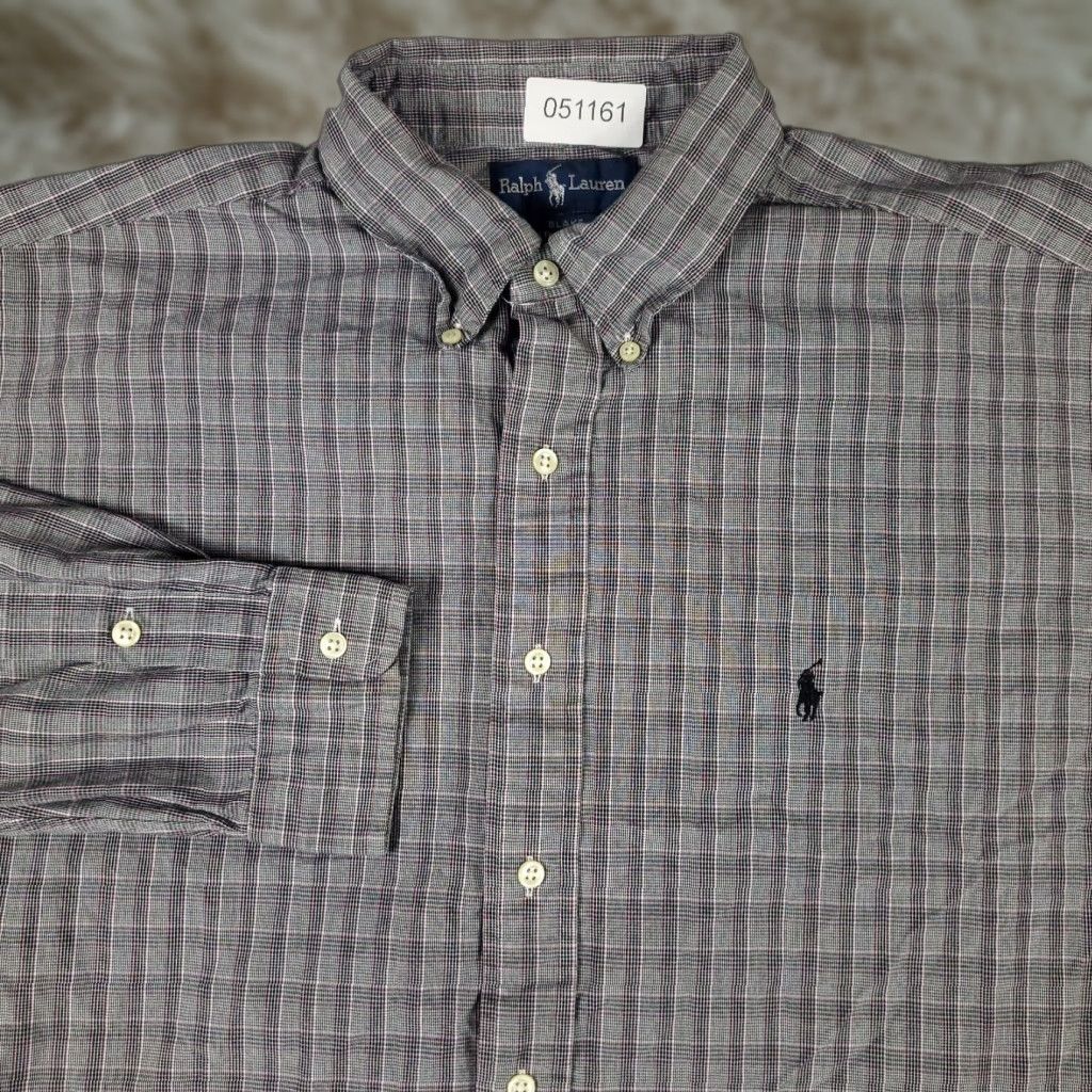 Ralph Lauren Ralph Lauren Gray Plaid Button-Up Shirt Men's XL Long Sleeve Casual Size US XL / EU 56 / 4 - 1 Thumbnail
