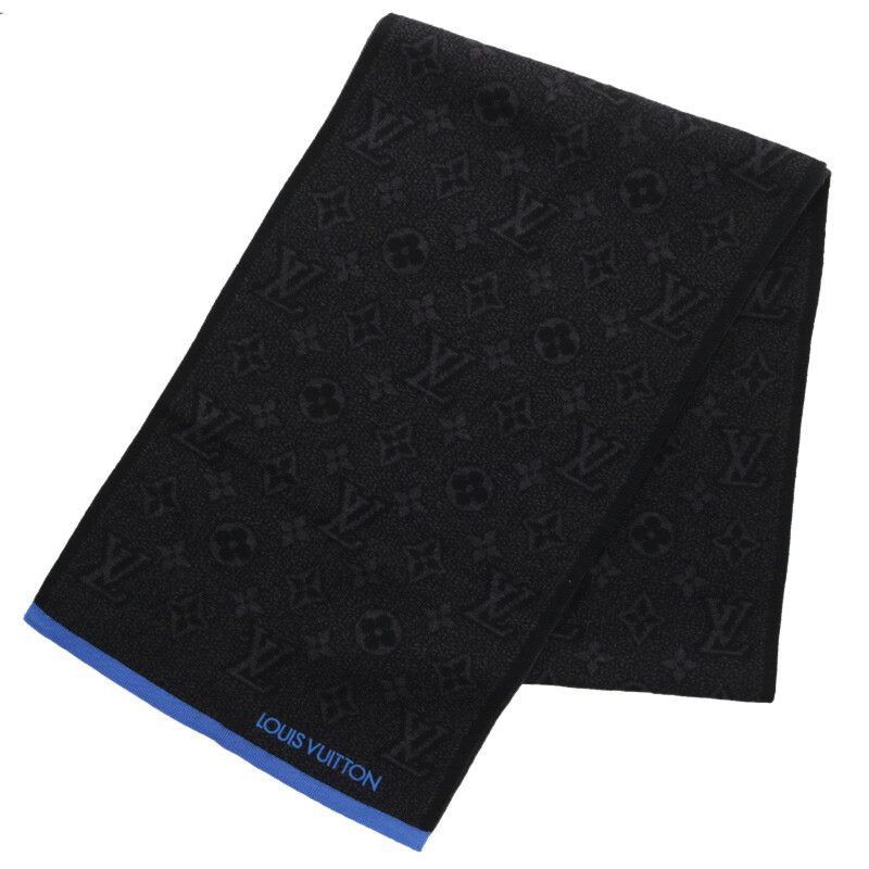 Louis Vuitton Louis Vuitton Scarf Black x Blue Size ONE SIZE - 1 Thumbnail