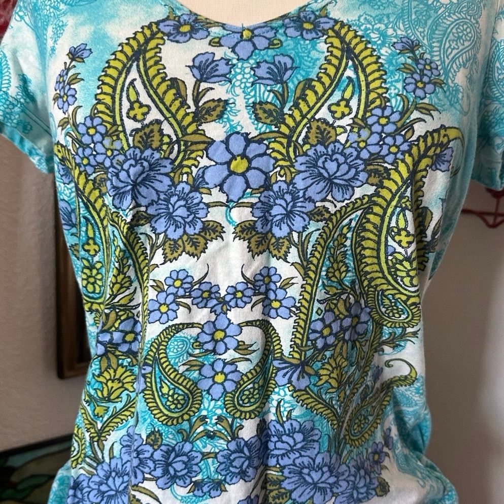 Gloria Vanderbilt gloria vanderbilt blue white floral bohemian print shirt Size M / US 6-8 / IT 42-44 - 2 Thumbnail