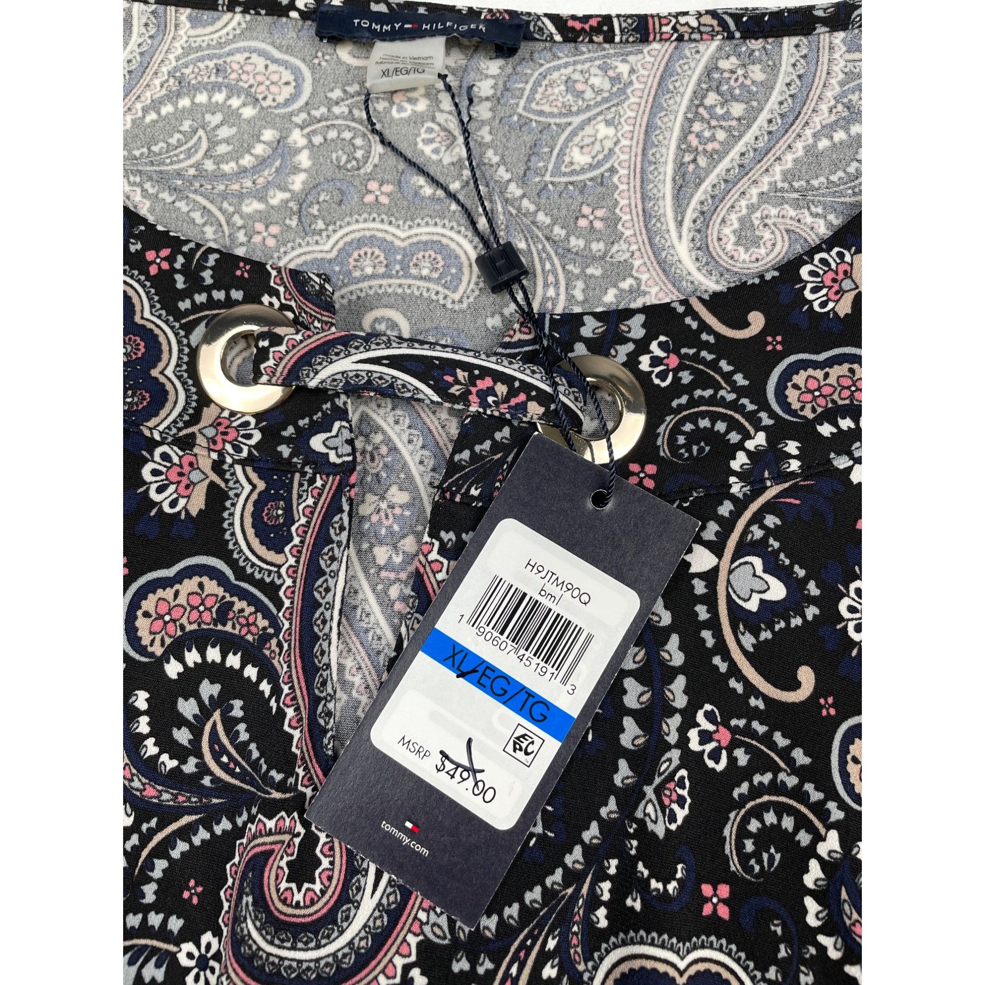 Tommy Hilfiger Tommy Hilfiger Women's Blue Sleeveless Paisley Design Shirt Size XL / US 12-14 / IT 48-50 - 6 Thumbnail