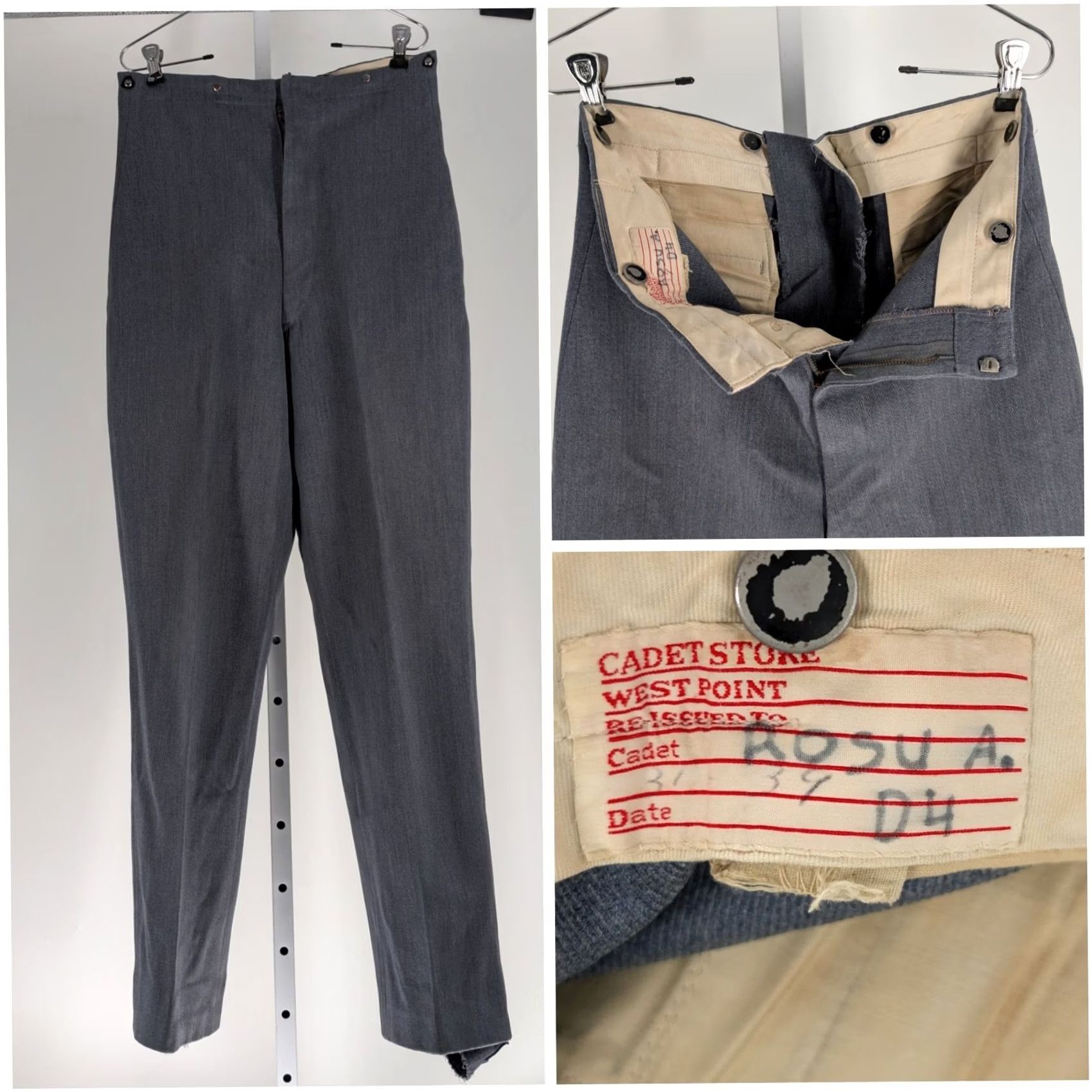 Vintage West Point Cadet Store Trousers 30x32 Grey Heavy Twill Uniform USMA Scovill Vtg Size US 30 / EU 46 - 2 Thumbnail