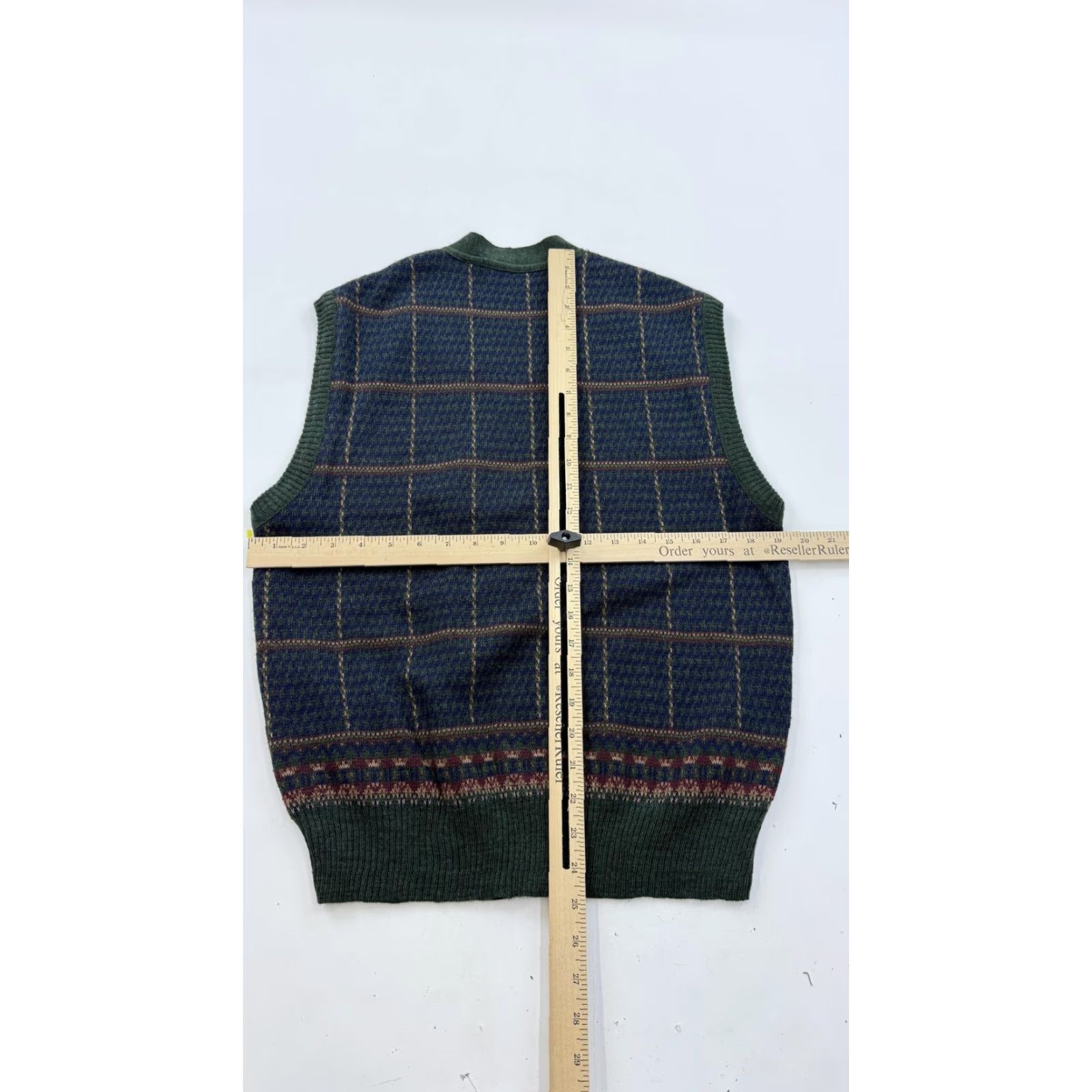 Vintage VINTAGE John Ashford Sweater Vest Mens Medium Blue Check Knit V-Neck Made In Italy Size US M / EU 48-50 / 2 - 7 Thumbnail