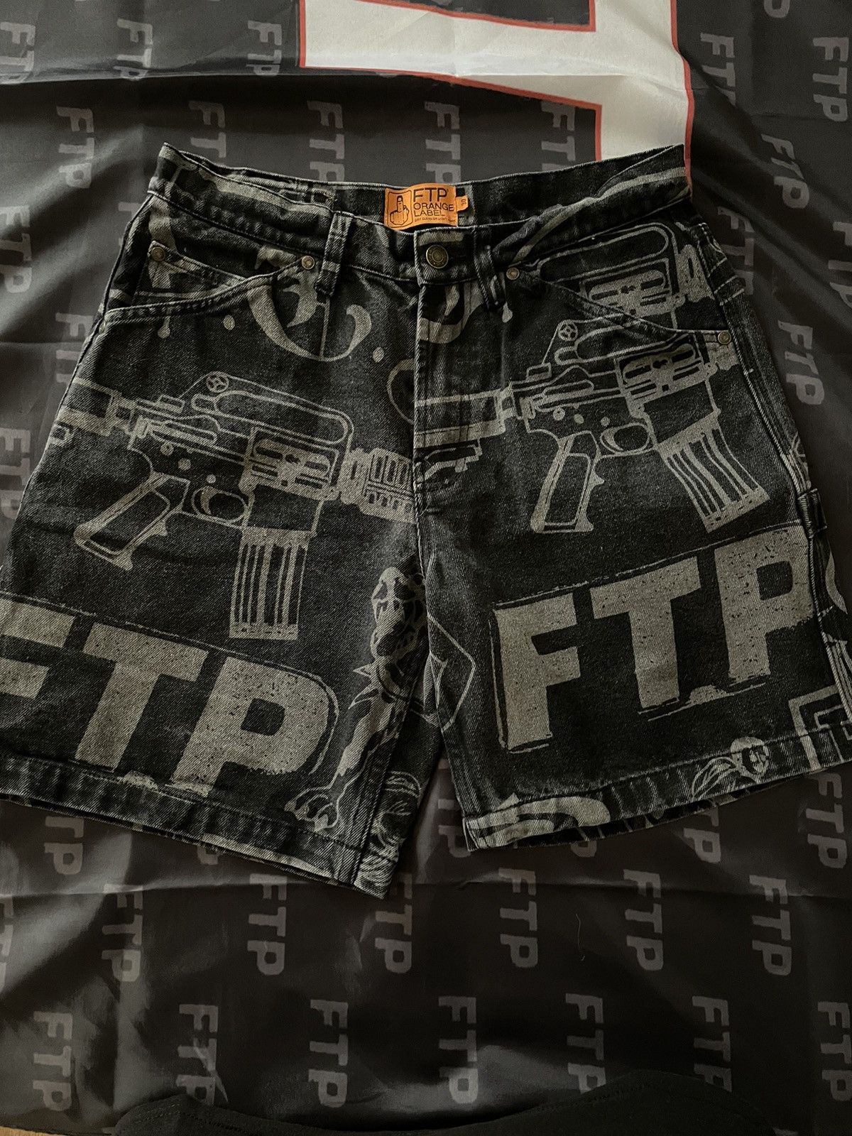 ショートパンツ FUCK THE POPULATION FTP PSYCHO DENIM FUCT × Fuck The Population × G59 Records FTP Orange label psycho