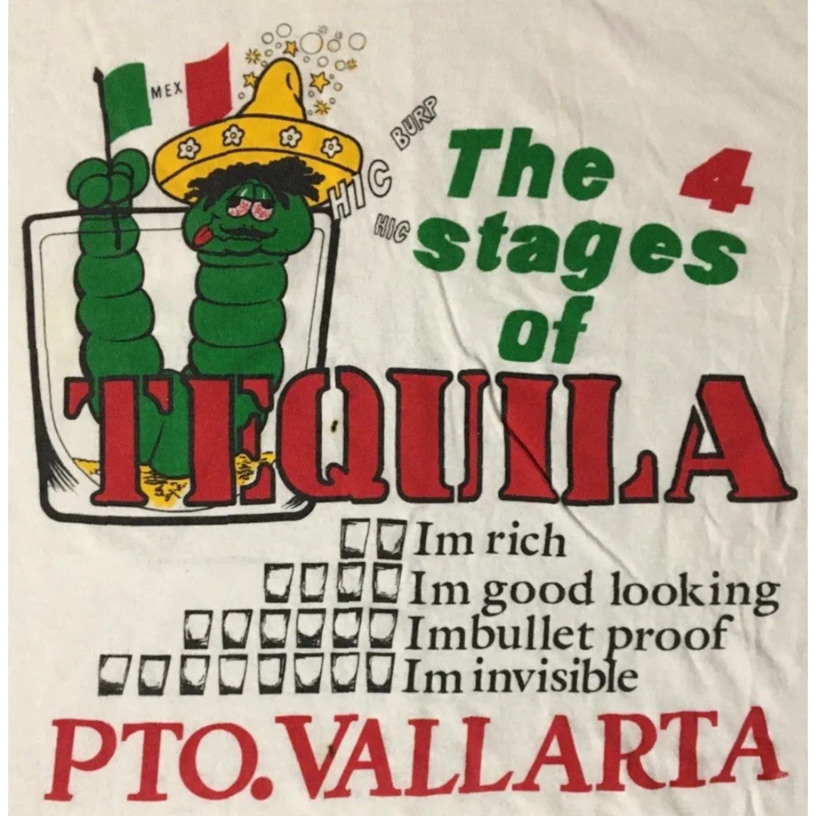 Vintage VINTAGE 80s Mexico 4 Stages Of Tequila Faded Shirt M L Funny Animal Bar Beer Drunk Men White Socks? Size US M / EU 48-50 / 2 - 2 Thumbnail