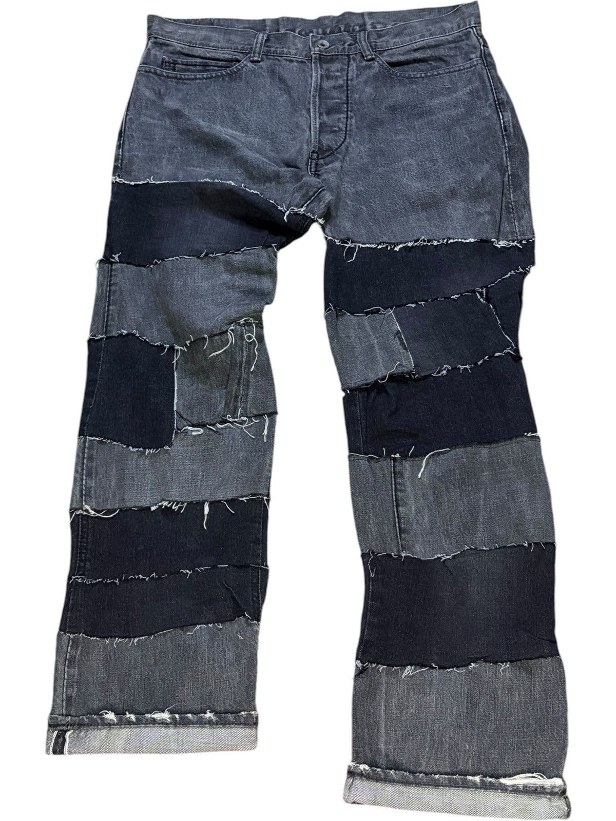 Japanese Brand SALES🔥Vintage Japanese Selvedge Custom Patched Loose Jeans Size US 33 - 1 Thumbnail