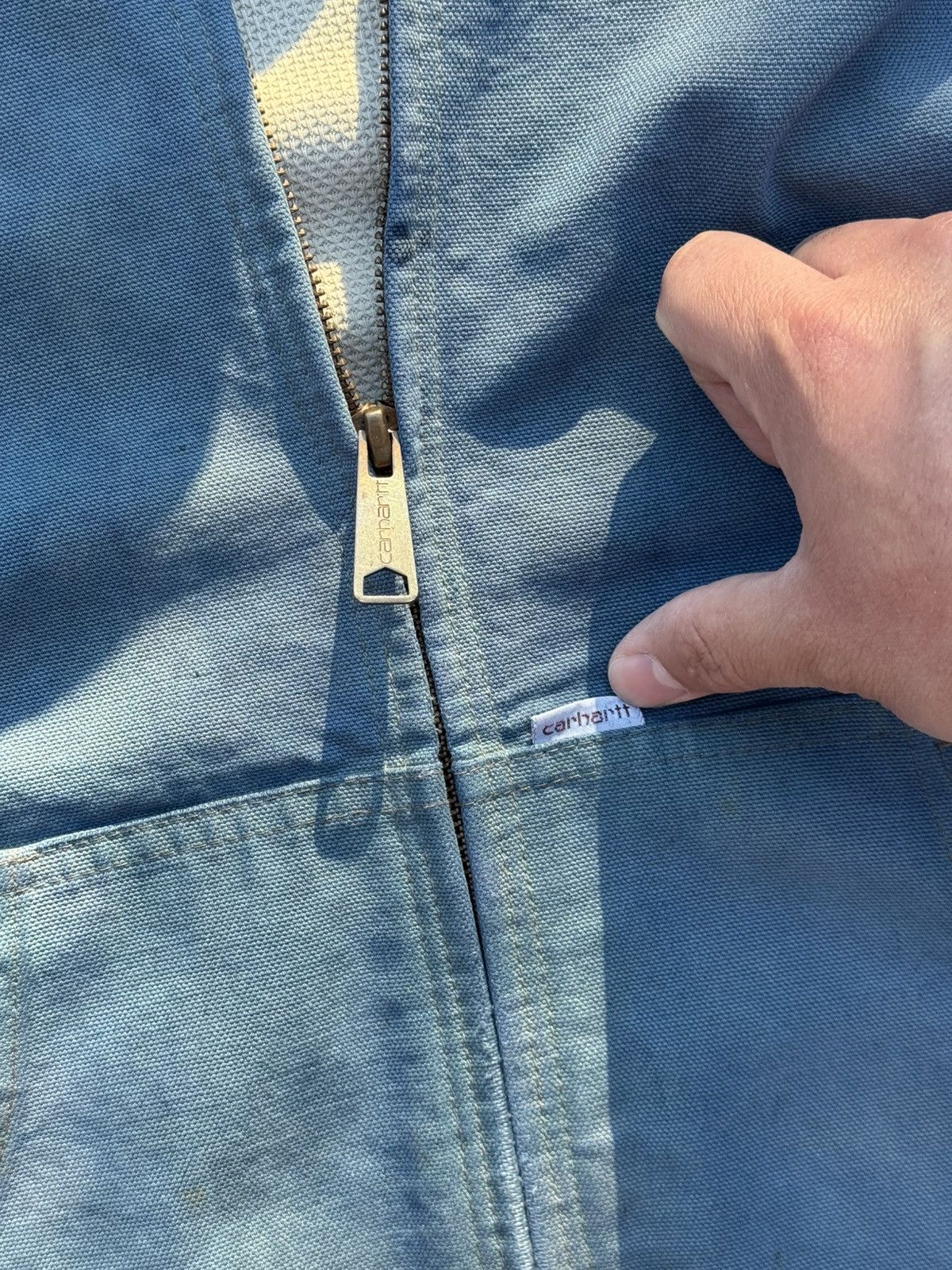 Carhartt 90s Carhartt Thermal Lined Sun Faded Blue Jacket With Hood Size US M / EU 48-50 / 2 - 4 Thumbnail