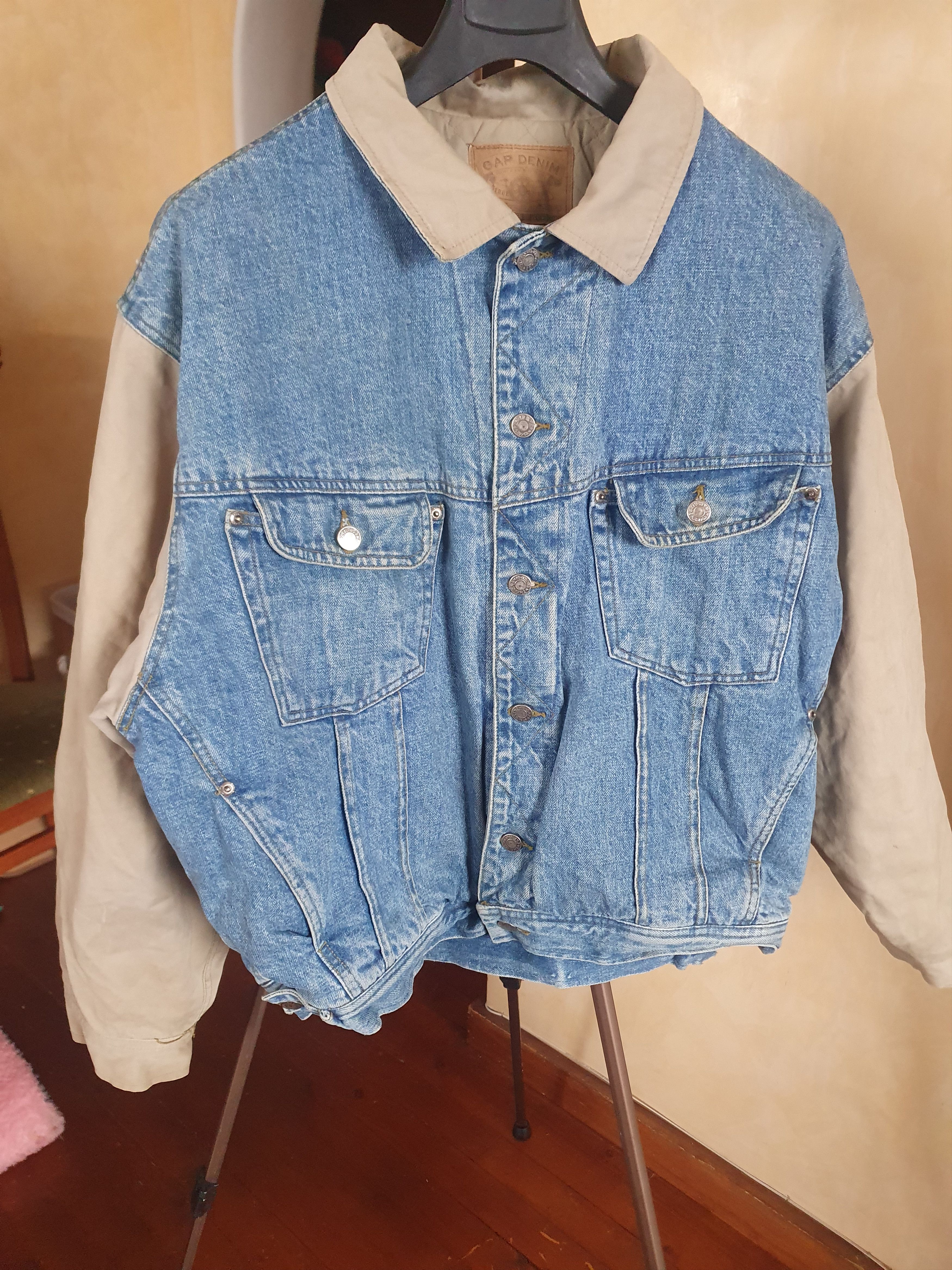 Gap × Vintage Gap Denim Trucker Jacket 2 Tone Vintage Quilted sz XL Size US XL / EU 56 / 4 - 1 Thumbnail