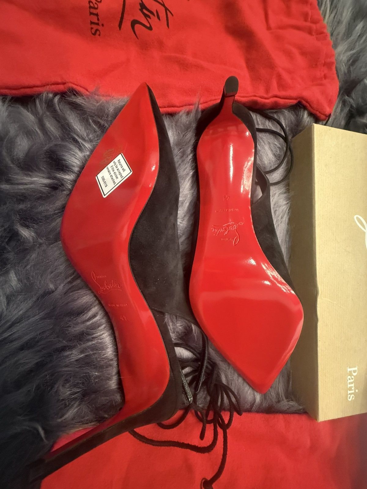 Christian Louboutin Lace up Kate Suede slingback pumps Size US 11 / IT 41 - 5 Thumbnail