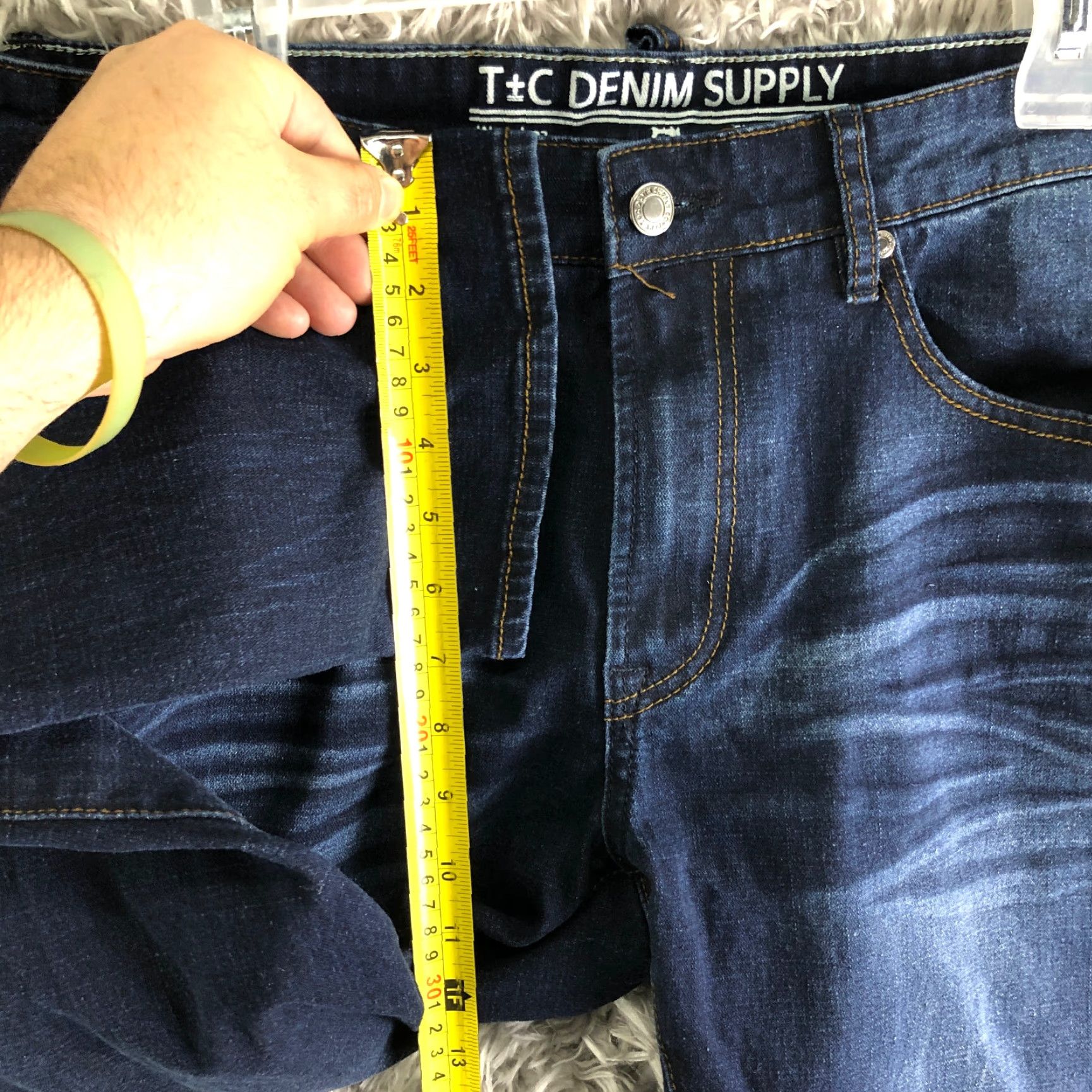 Denime T&C Denim Jeans Mens 34x32 Dark Wash Mid Rise Slim Straight Leg Blue Denim Size US 34 / EU 50 - 4 Thumbnail