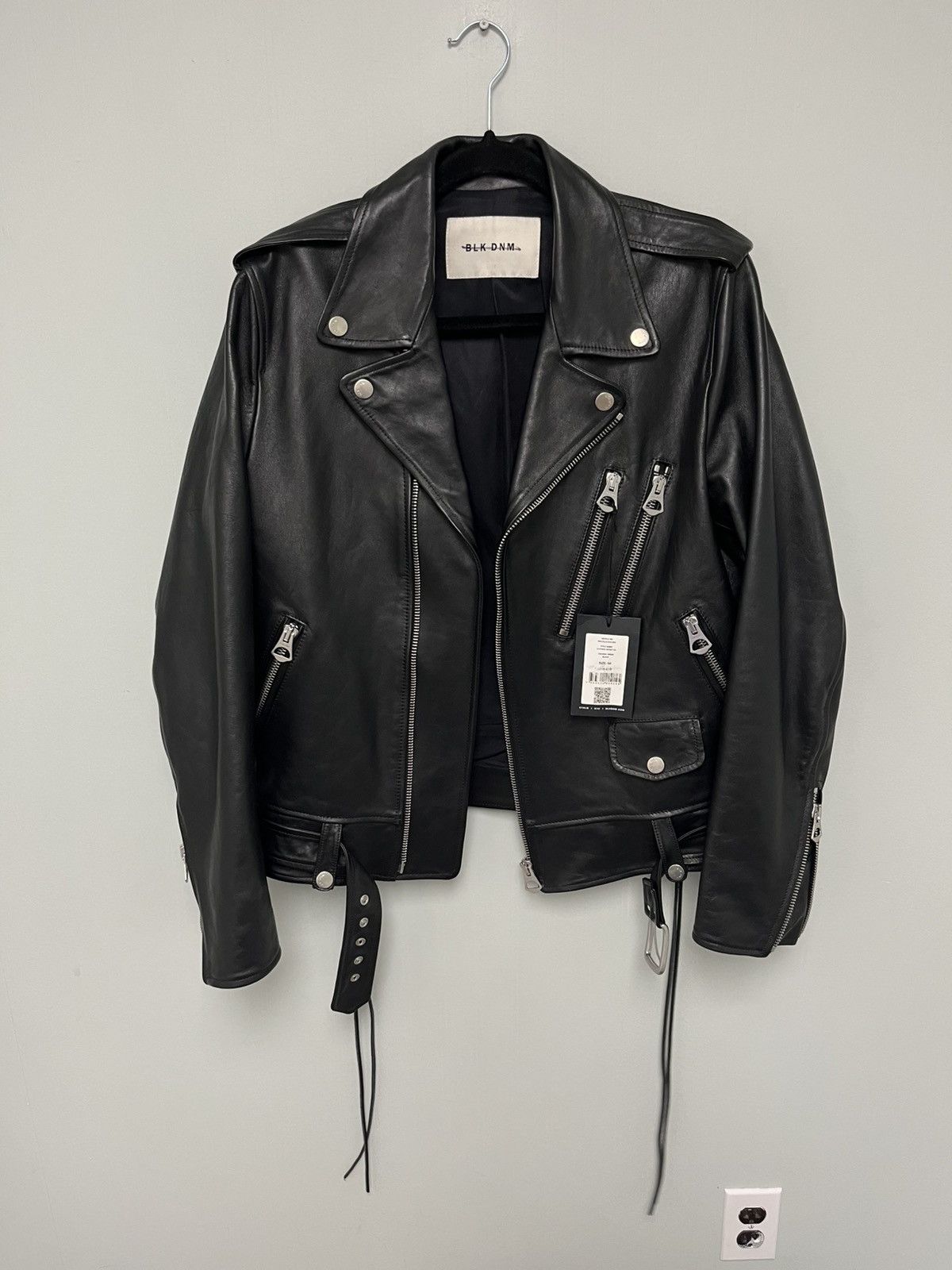 Blk Dnm Leather jacket 15. Biker jacket. Size 48 medium Size US M / EU 48-50 / 2 - 8 Thumbnail