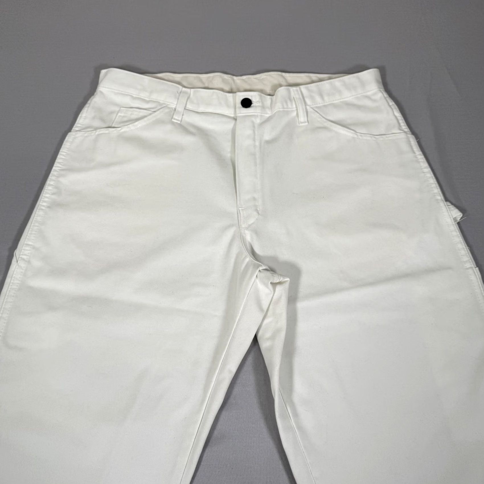 Dickies Dickies Pants Mens 36x30 White Canvas Carpenter Painter Workwear Hammer Loop Front Flat Front Zip Fly Size US 36 / EU 52 - 2 Thumbnail