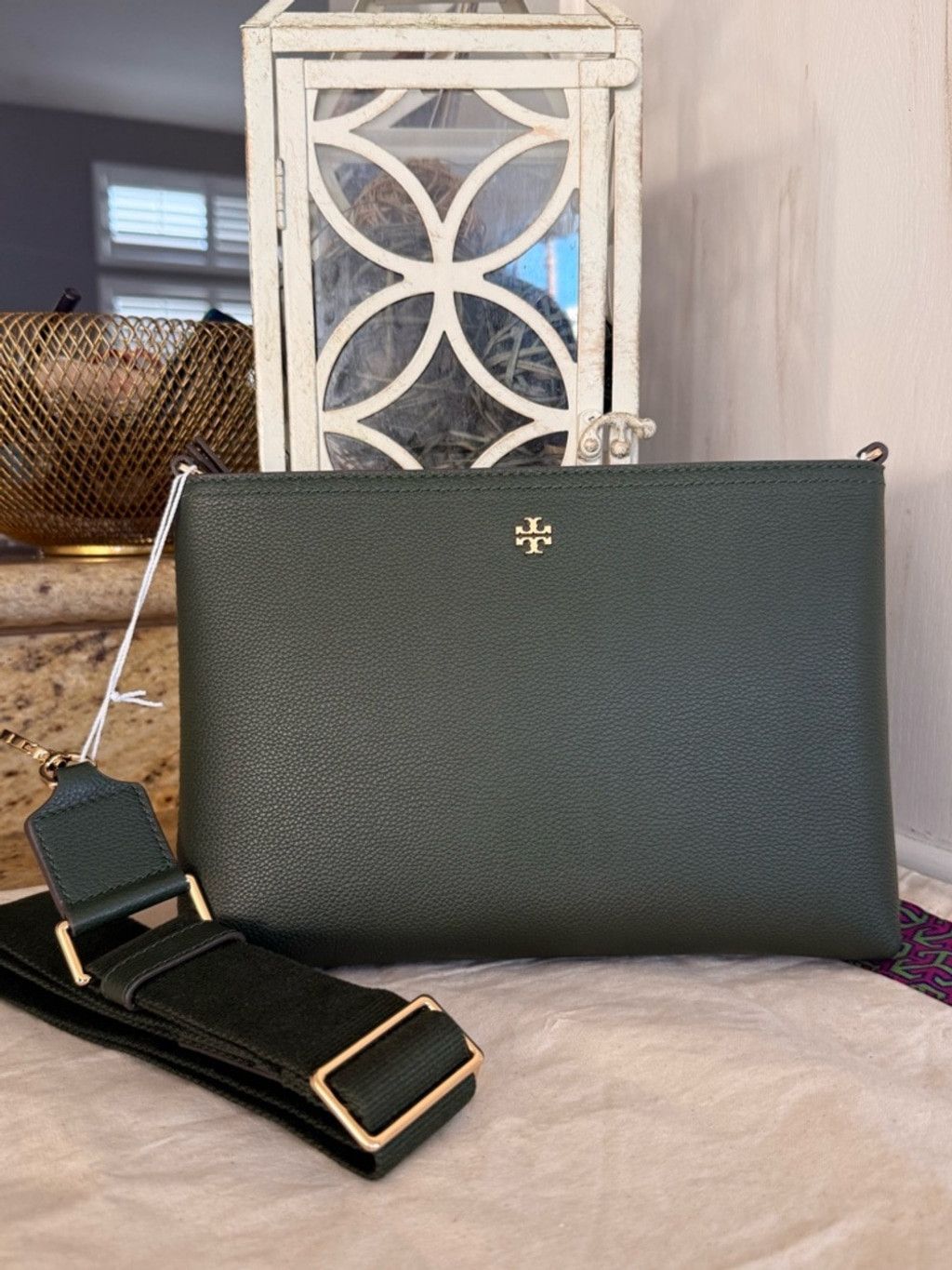 Tory Burch New Tory Burch Blake Swingpack in Basil Pebbled Leather Cros Size ONE SIZE - 4 Thumbnail