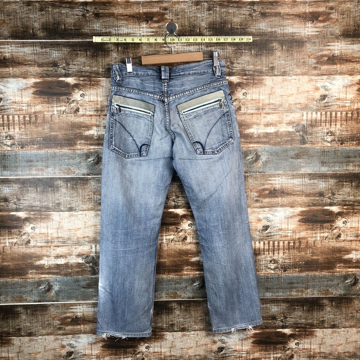 Japanese Brand Back Number Blue Distressed Denim Pants #A2098 Size US 30 / EU 46 - 17 Thumbnail