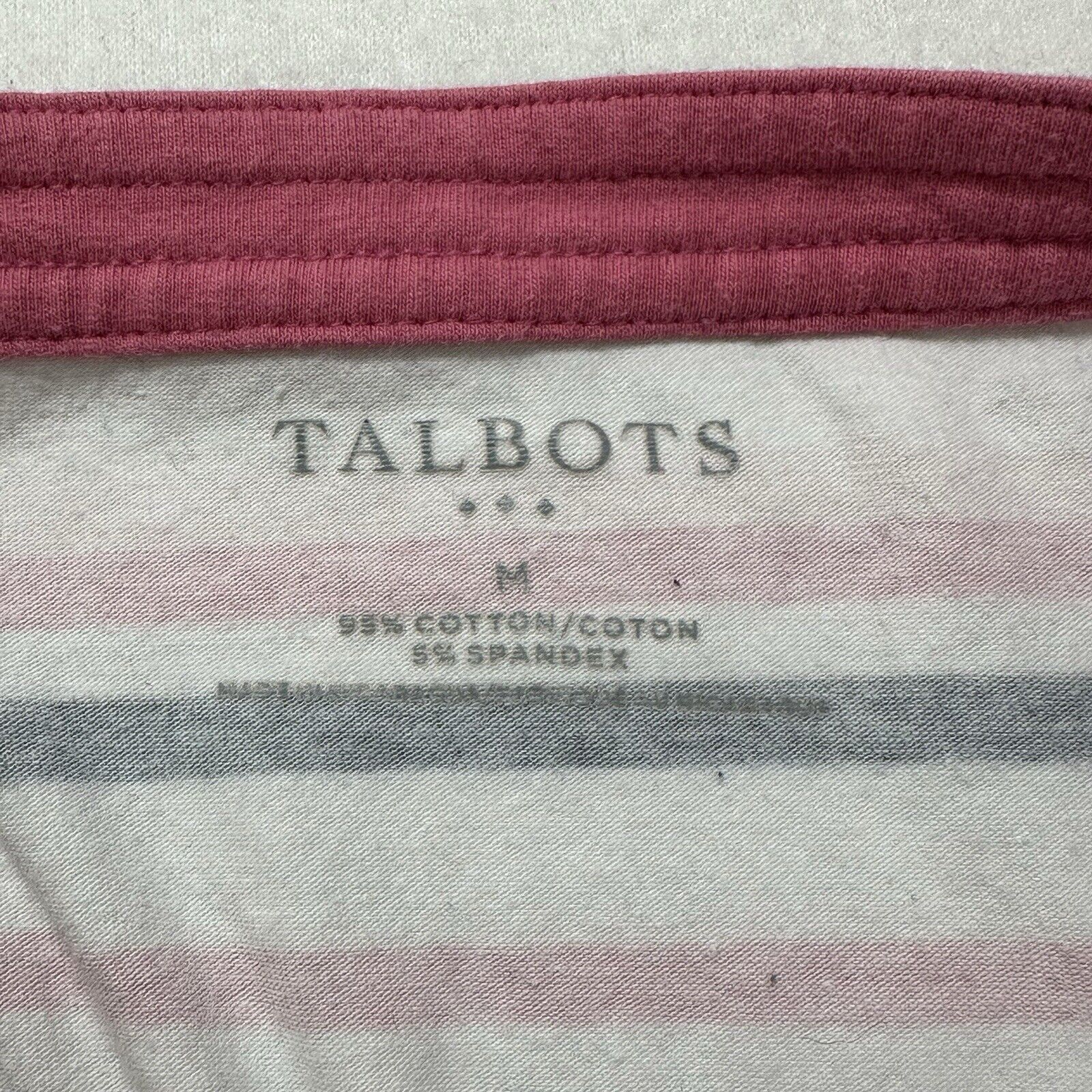 Other Talbots Medium White Pink Black Striped Short Sleeve T Shirt Size M / US 6-8 / IT 42-44 - 3 Thumbnail