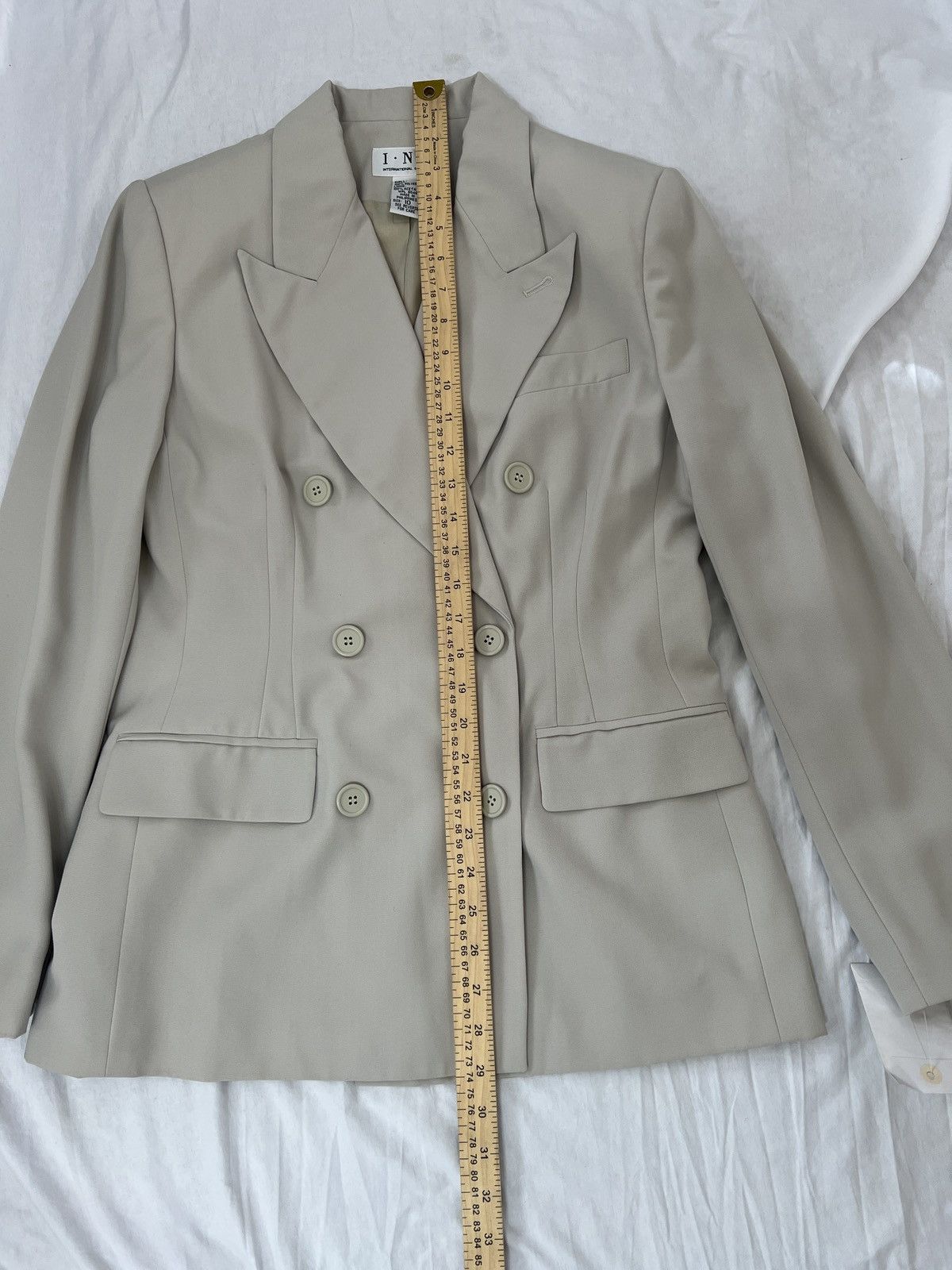I.N.C INC International Concepts Double-Breasted Cream Blazer 90’s Size L / US 10 / IT 46 - 9 Thumbnail