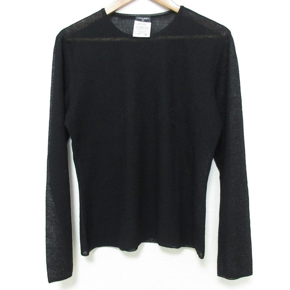Chanel Chanel Front Logo Sheer Knit Pullover Others Tops P19839V01155 DUTY FREE for USA