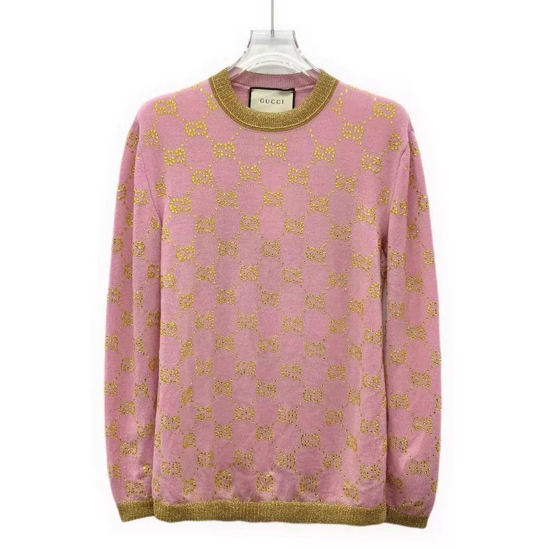 Gucci Gucci Pink logo diamond-printed wool round-neck long-sleev Size XS / US 0-2 / IT 36-38 - 1 Thumbnail