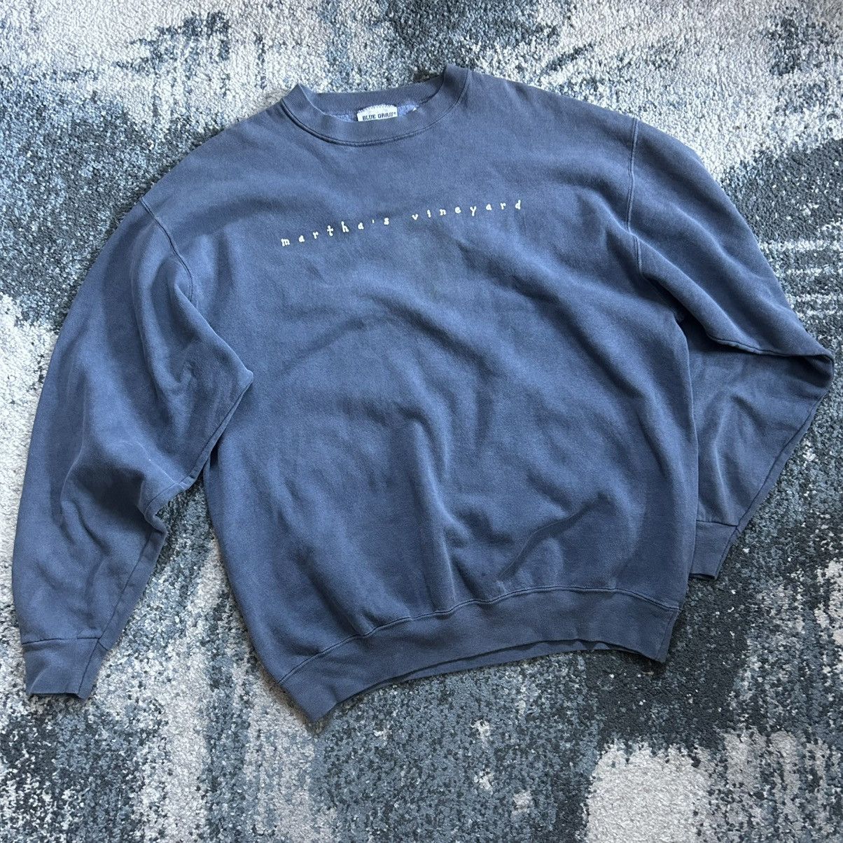 Vintage 90s MADE iN USA MARTHA’S ViNEYARD iNDiGO BLUE GRASS CREWNECK Size US L / EU 52-54 / 3 - 10 Thumbnail