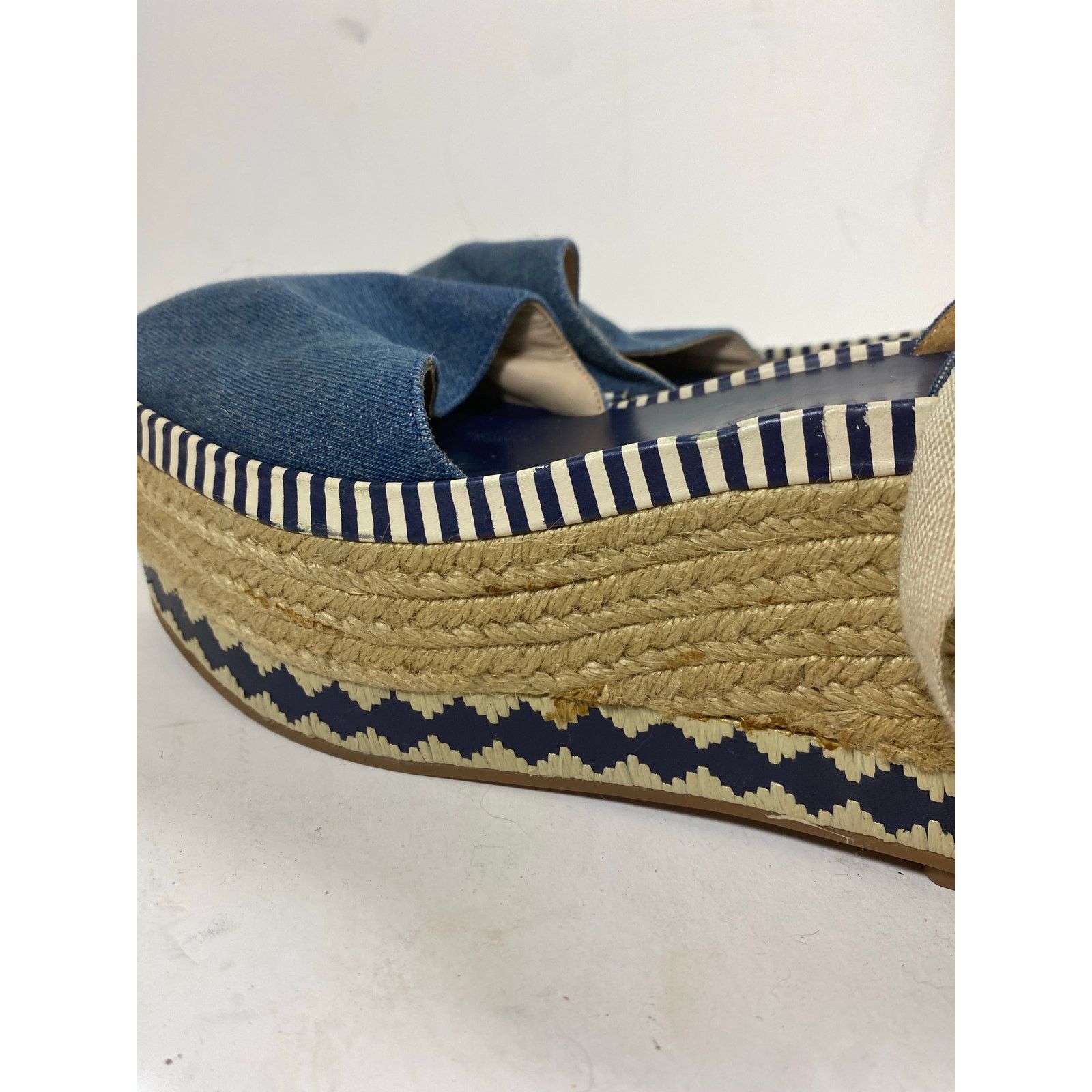 Tory Burch Tory Burch Dandy Blue Denim Espadrille Ankle Wrap Wedges 9W Size US 9 / IT 39 - 8 Thumbnail