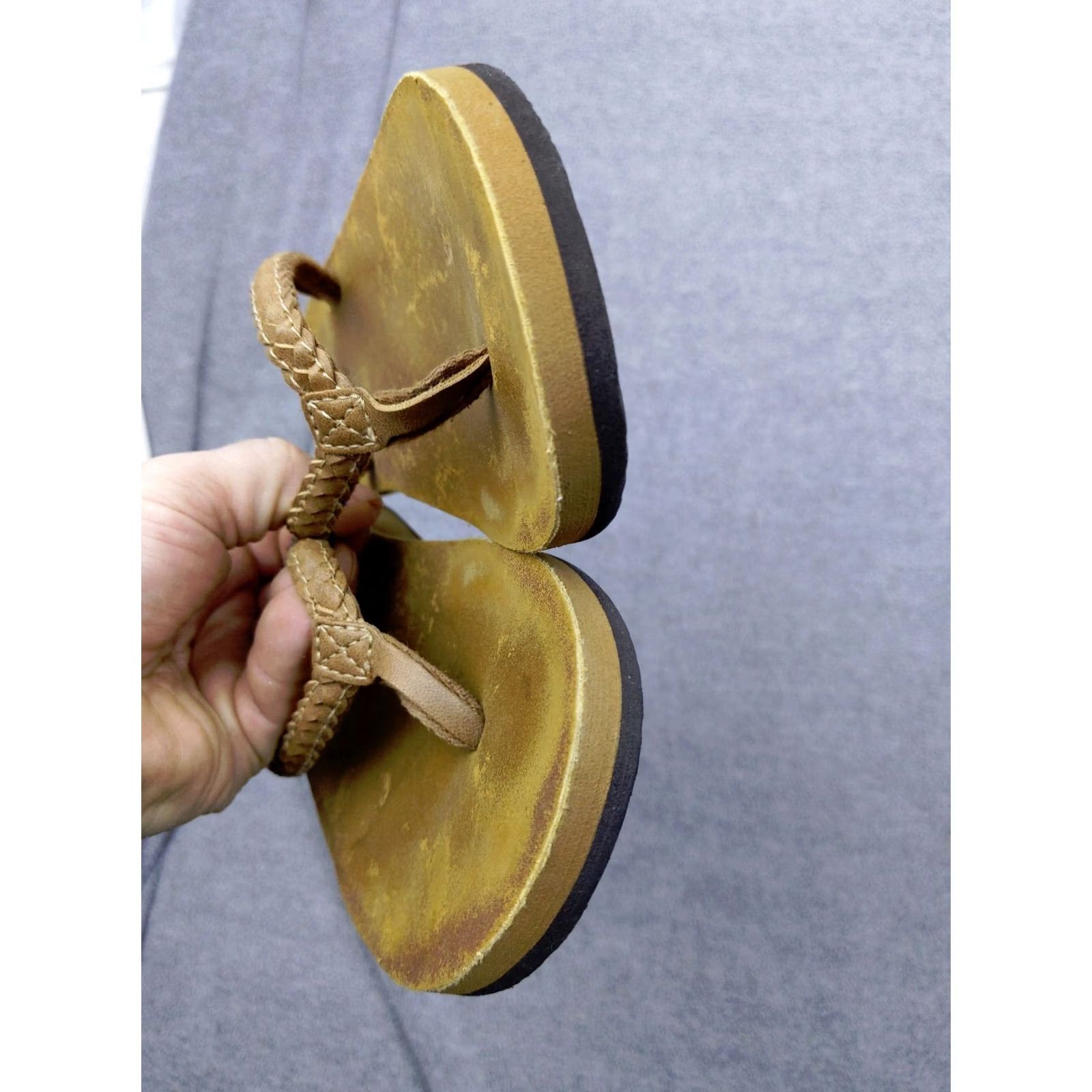 Vintage Flojos Sky Womens 4.5 35 Tan Braided Woven Flip Flops Casual Beach Sandals Size US 5 / IT 35 - 4 Thumbnail