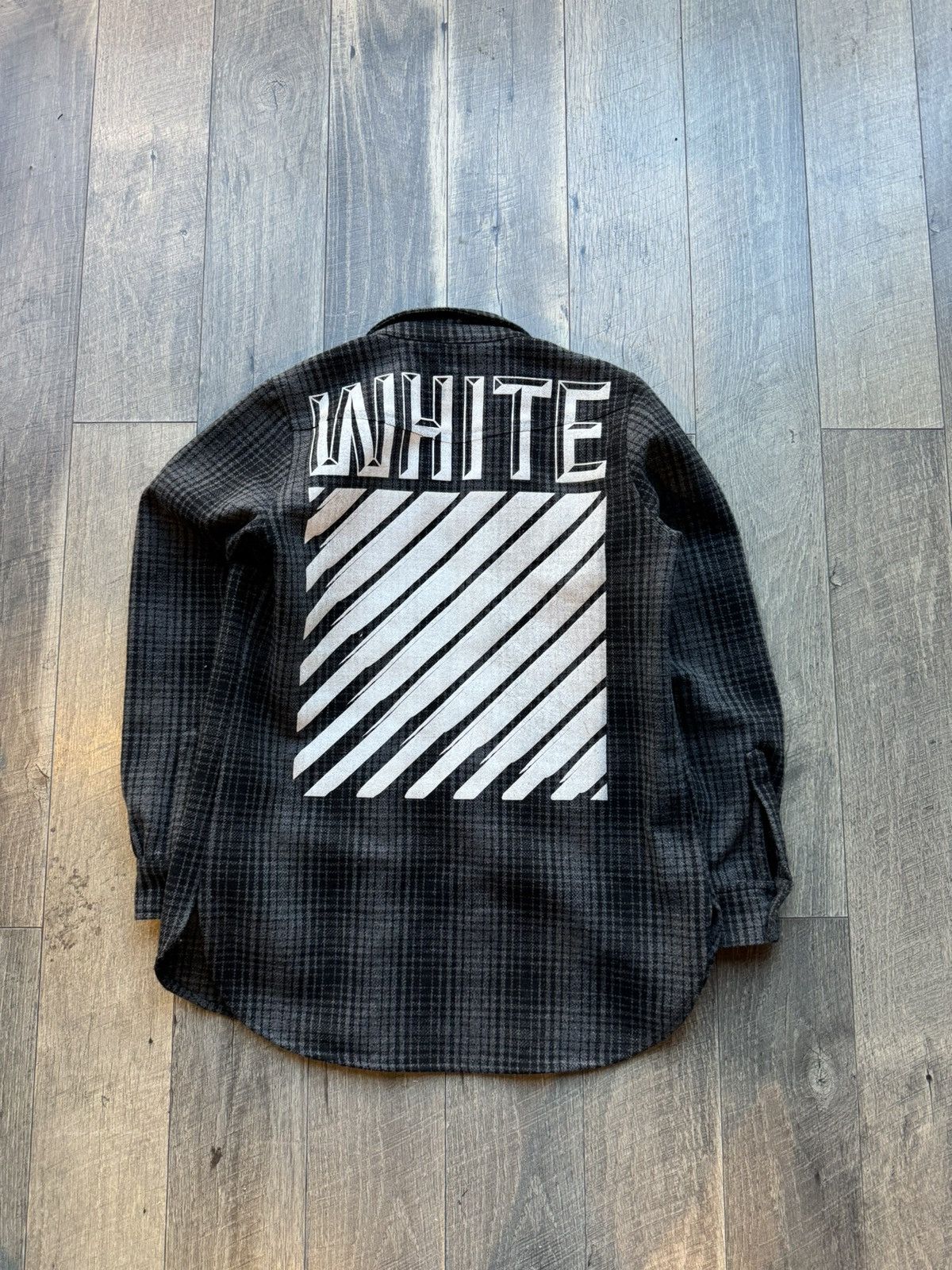 Off White Virgil Abloh Off White Grey flannel button up longsleeve Jacket Virgil Grailed