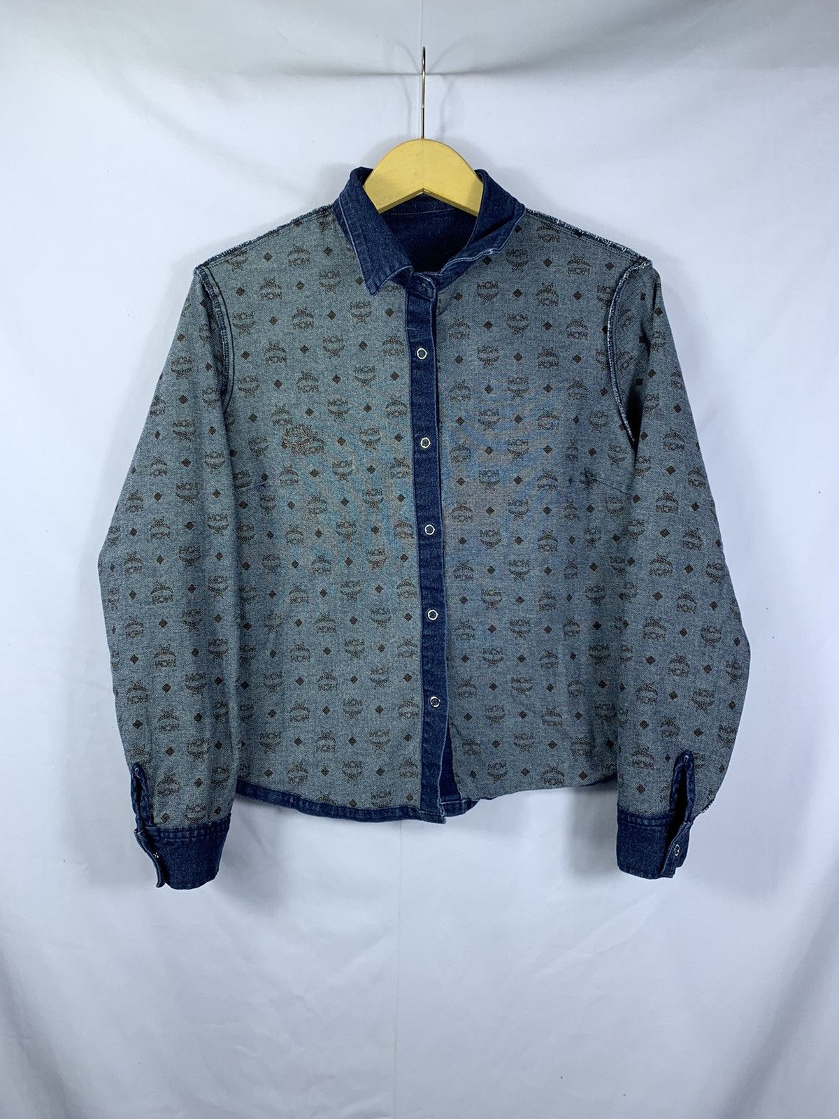 Orslow MCM Denim Monogram Button Shirt Size M / US 6-8 / IT 42-44 - 3 Thumbnail