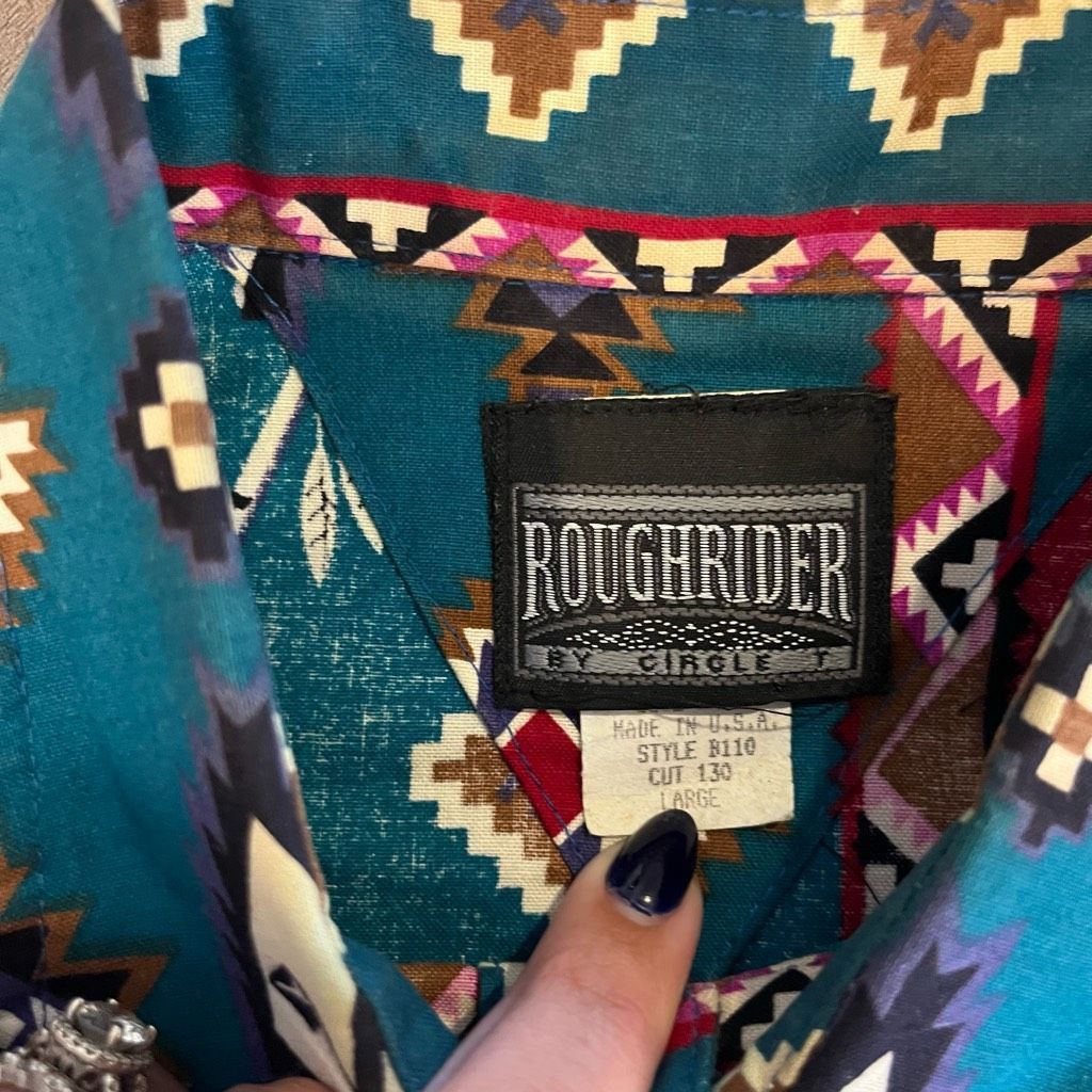 Wrangler Vintage Rough Riders Blue Pattern Western Buttonup Men Large Size US L / EU 52-54 / 3 - 3 Thumbnail