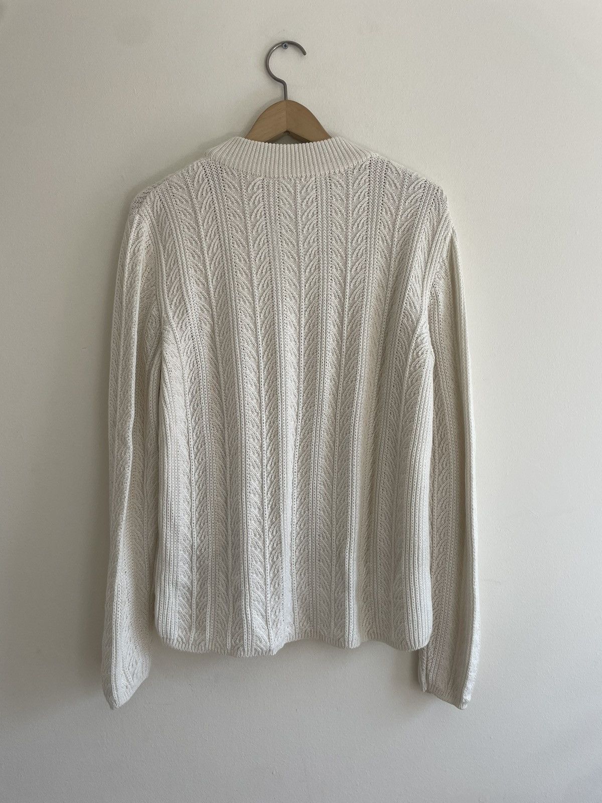 Sefr Sefr Cable Knit Sweater Mockneck White Wool Blend Size US L / EU 52-54 / 3 - 6 Thumbnail