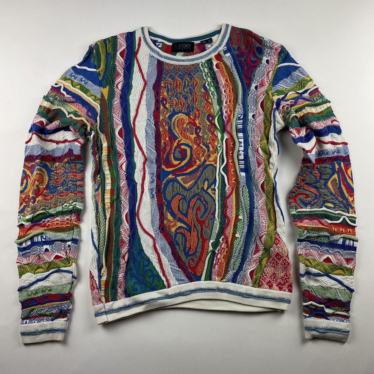 Coogi Coogi Classic Crewneck Size M Hip Hop Rare White Multicolor Grailed