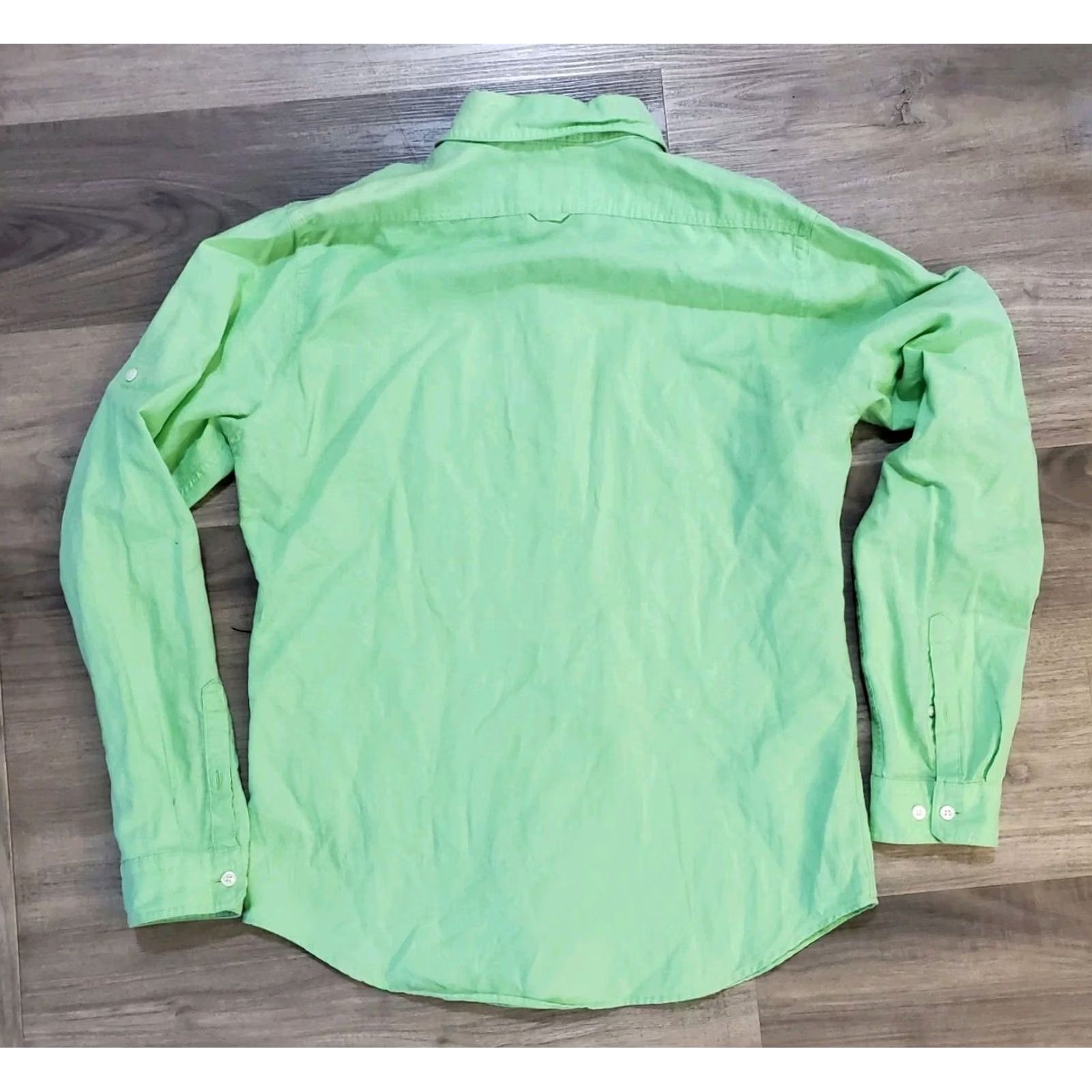 Express VINTAGE Express Shirt Sz M Bright Green Linen Button Down Mens Spring Easter Size US M / EU 48-50 / 2 - 2 Thumbnail