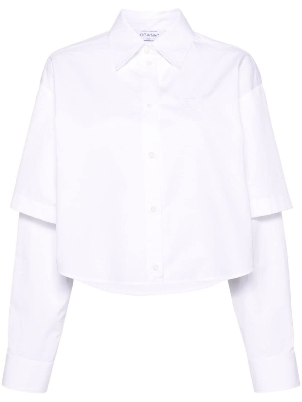 Off-White o1s22i1n0824 Embroidered Logo Shirt in White Size XS / US 0-2 / IT 36-38 - 1 Thumbnail