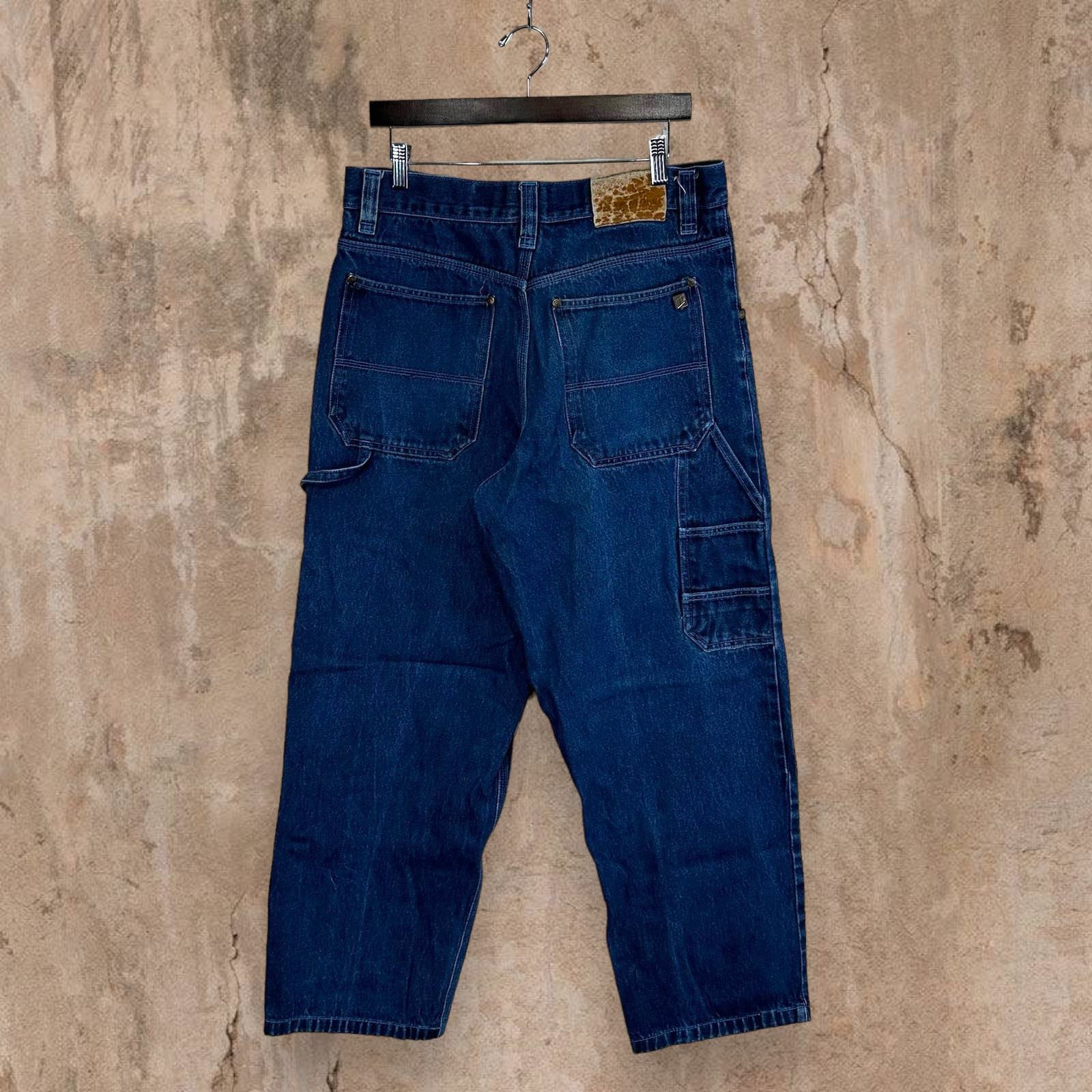 image of Vintage Skater Wide Leg Carpenter Jeans Loco Dark Baggy Y2K in Blue, Men's (Size 36)