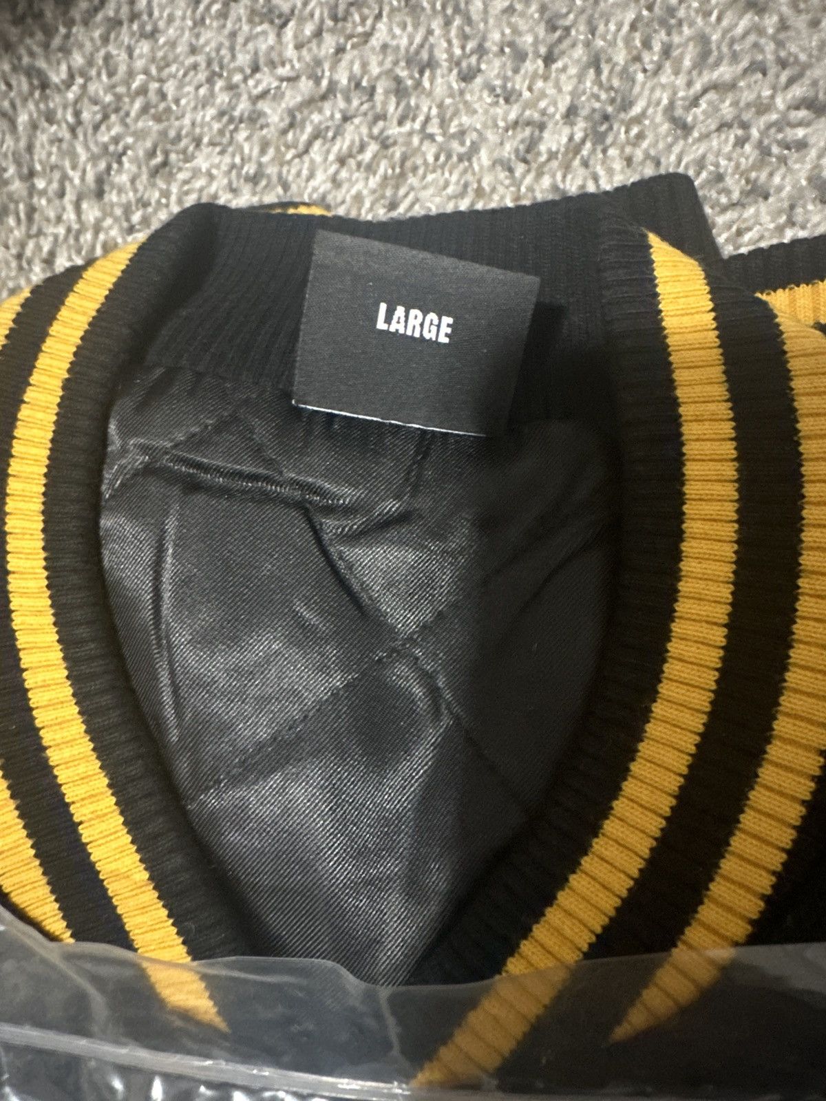 Revenge Revenge Rottweiler Black and Yellow Leather Varsity Bomber Size US L / EU 52-54 / 3 - 4 Thumbnail