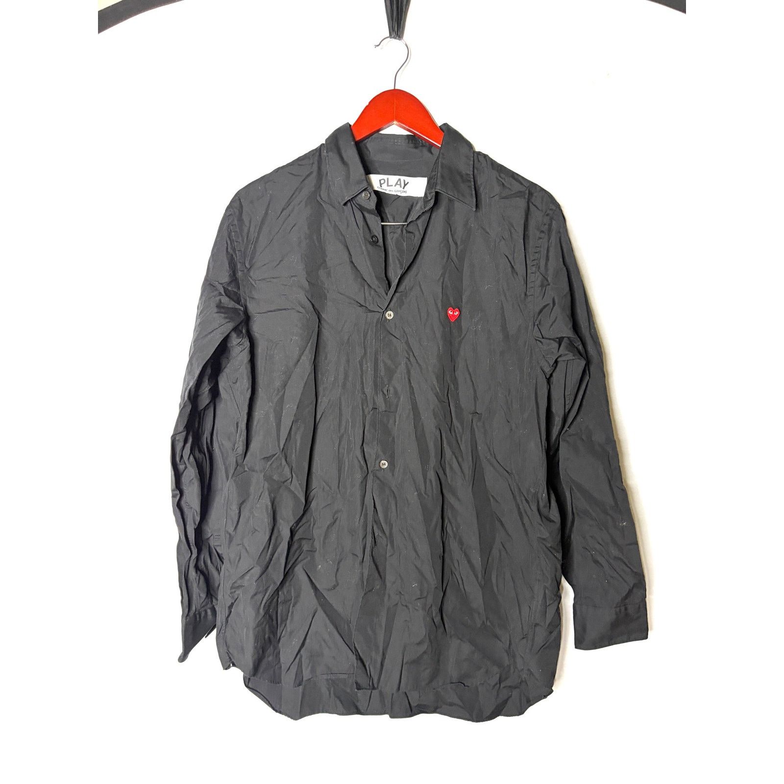Comme des Garcons Comme des Garsons Men Black Heart-patch poplin shirt sz L Size US L / EU 52-54 / 3 - 2 Thumbnail
