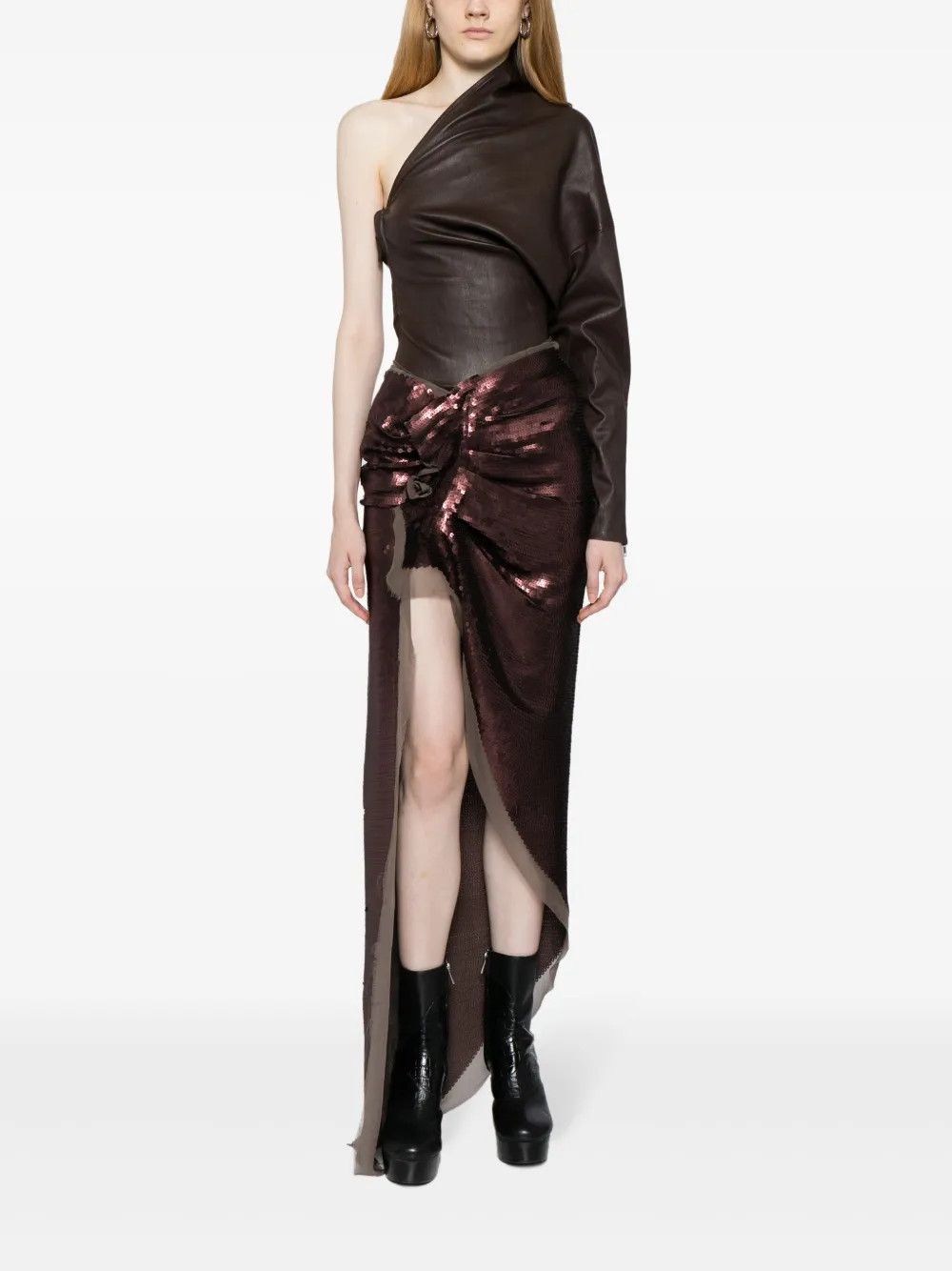 Rick Owens o1y0126 Maxi Skirt in Chocolate Brown Size 26" / US 2 / IT 38 - 5 Thumbnail