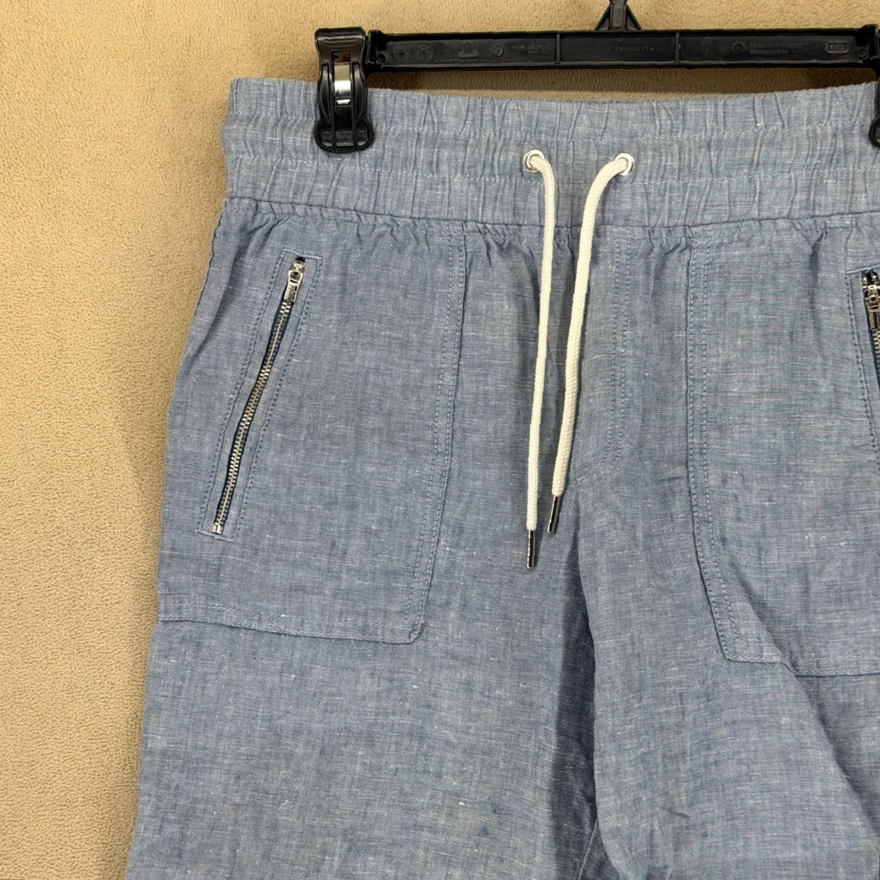 Athleta Athleta Linen Blend Capri Pants Womens Size 4 Blue Drawstring Zip Pockets Cropped Size 27" / US 4 / IT 40 - 3 Thumbnail