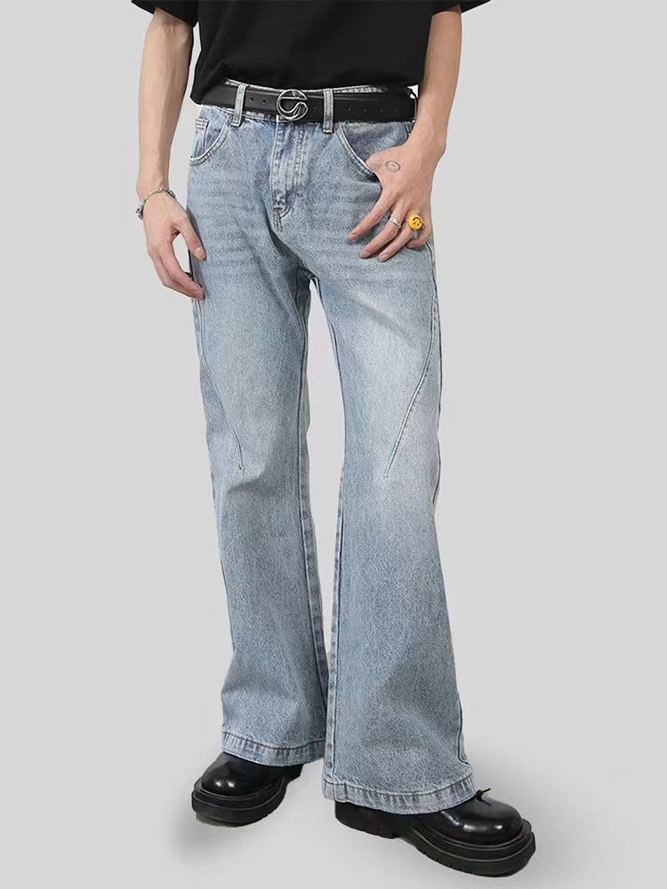 Washed vintage simple design baggy jeans