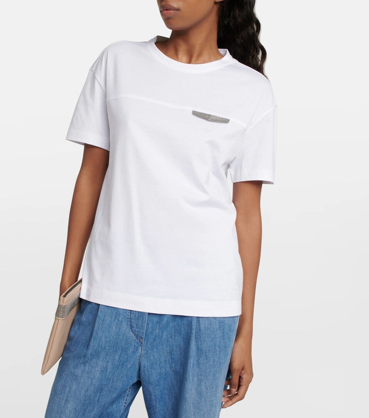 Brunello Cucinelli o1y0825 Crewneck Short Sleeves T-Shirt in White Size XL / US 12-14 / IT 48-50 - 3 Thumbnail