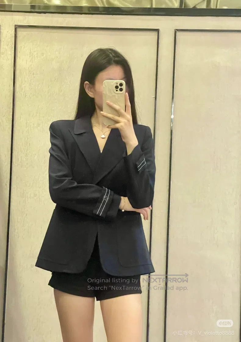 Fendi Fendi Navy Blue Blazer Jacket, Classic Cuff FF Logo Design Size XS / US 0-2 / IT 36-38 - 7 Thumbnail