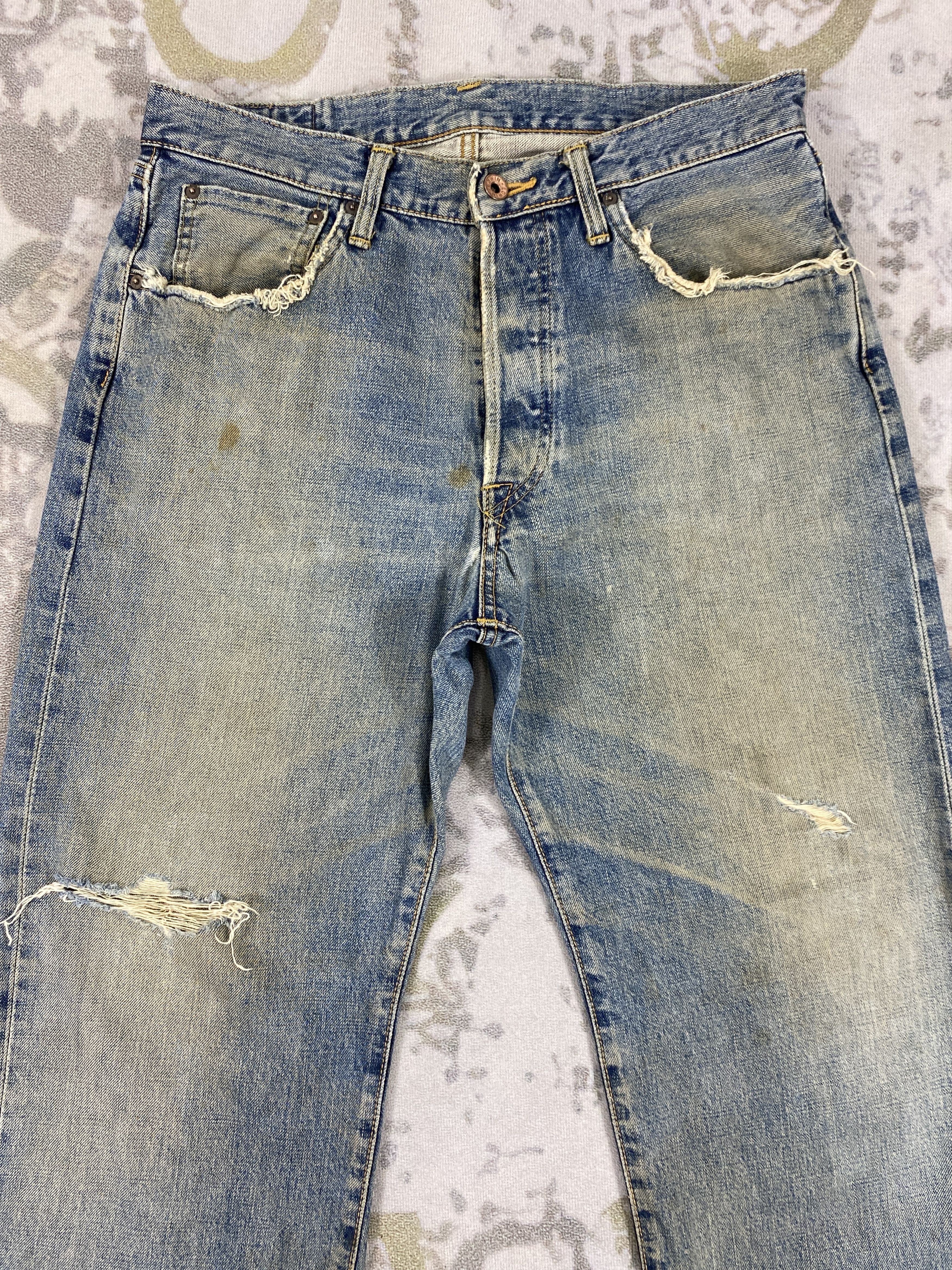 Edwin EDWIN 505X SELVEDGE FADED & RUSTY DISTRESSED DENIM-JN3565 Size US 32 / EU 48 - 3 Thumbnail